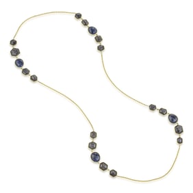 Chocolate and Blue Sapphire Long Chain Necklace