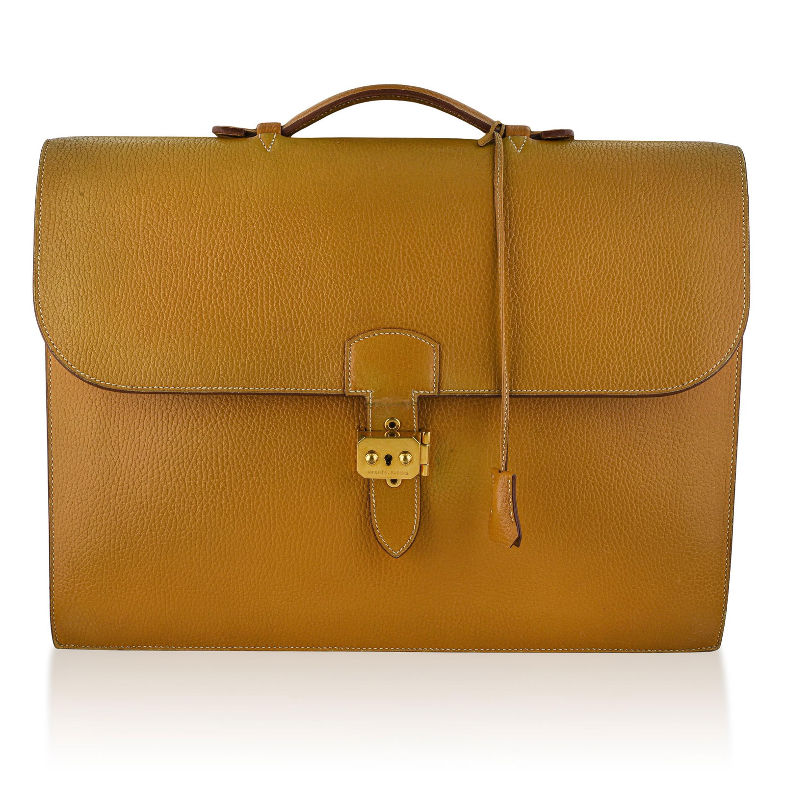 Hermes Sac a Depeches 40 Briefcase - Tan: The Hermes Sac a Depeches briefcase is a timeless expression of the maison's heritage in luxury leather craftsmanship. Originally designed in the 1930s, this refined model is celebrated for its