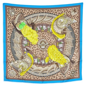 Hermes Casques et Plumets Silk Scarf by Julia Abadie, with Box