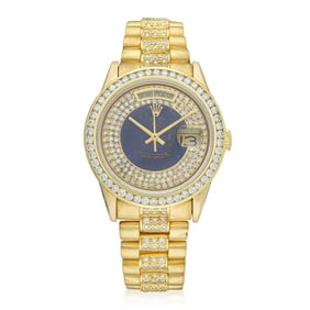 Rolex Day-Date in 18K Gold with Lapis and Diamond Dial