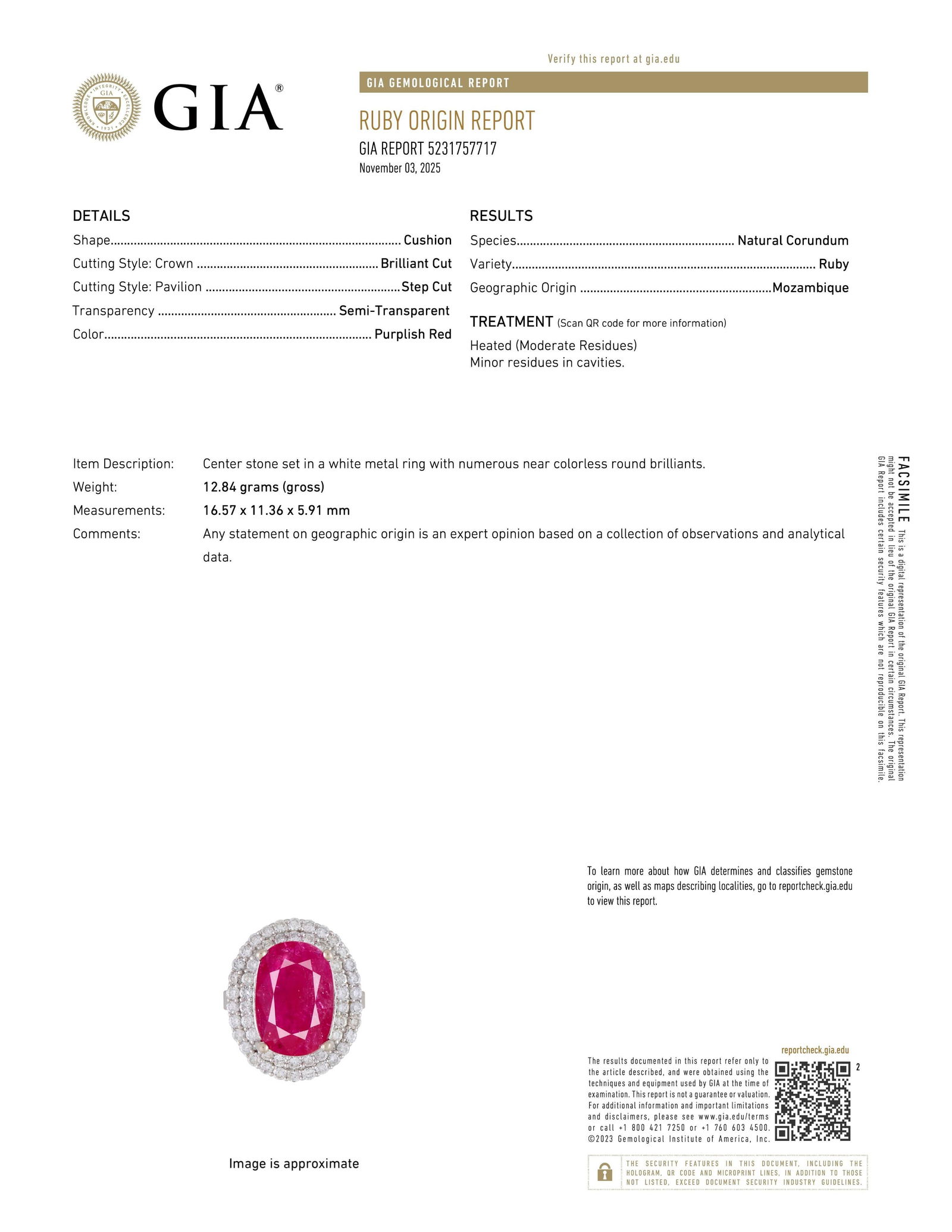 Ruby and Diamond Ring, GIA Certified - 3