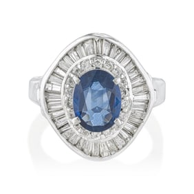 Sapphire and Diamond Ballerina Ring