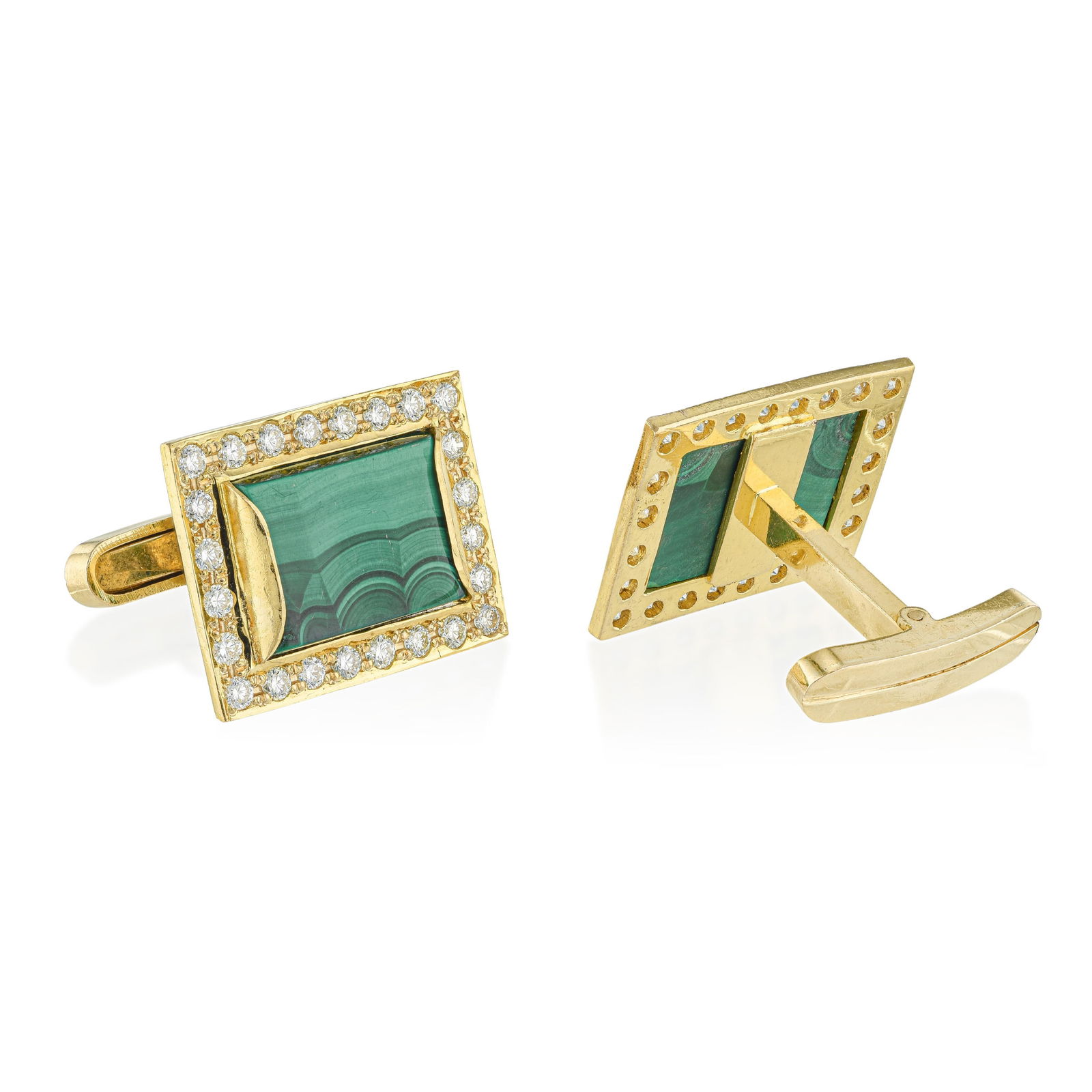 Malachite and Diamond Cufflinks - 2