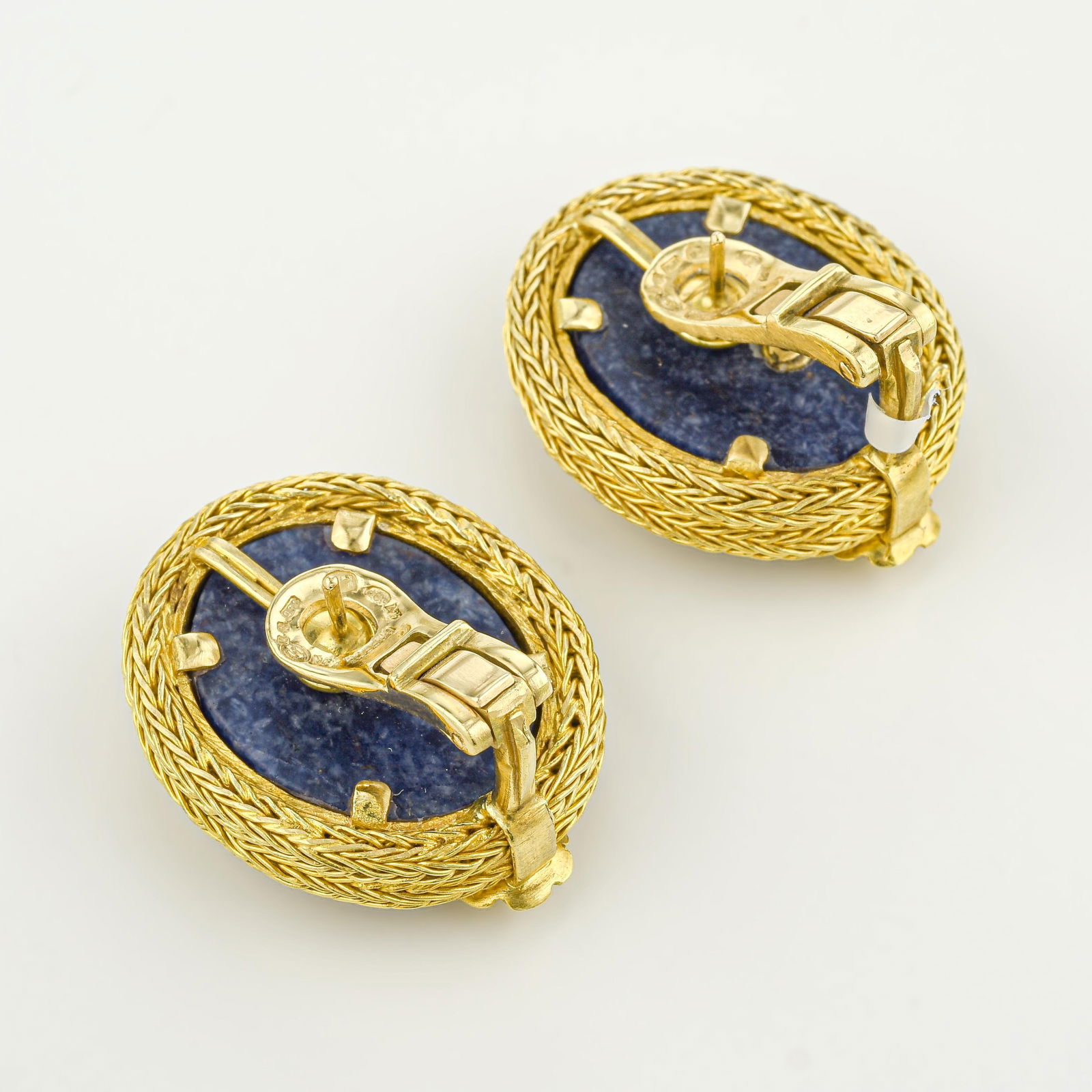 Sodalite Greek Motifs Omega Back Earrings - 2