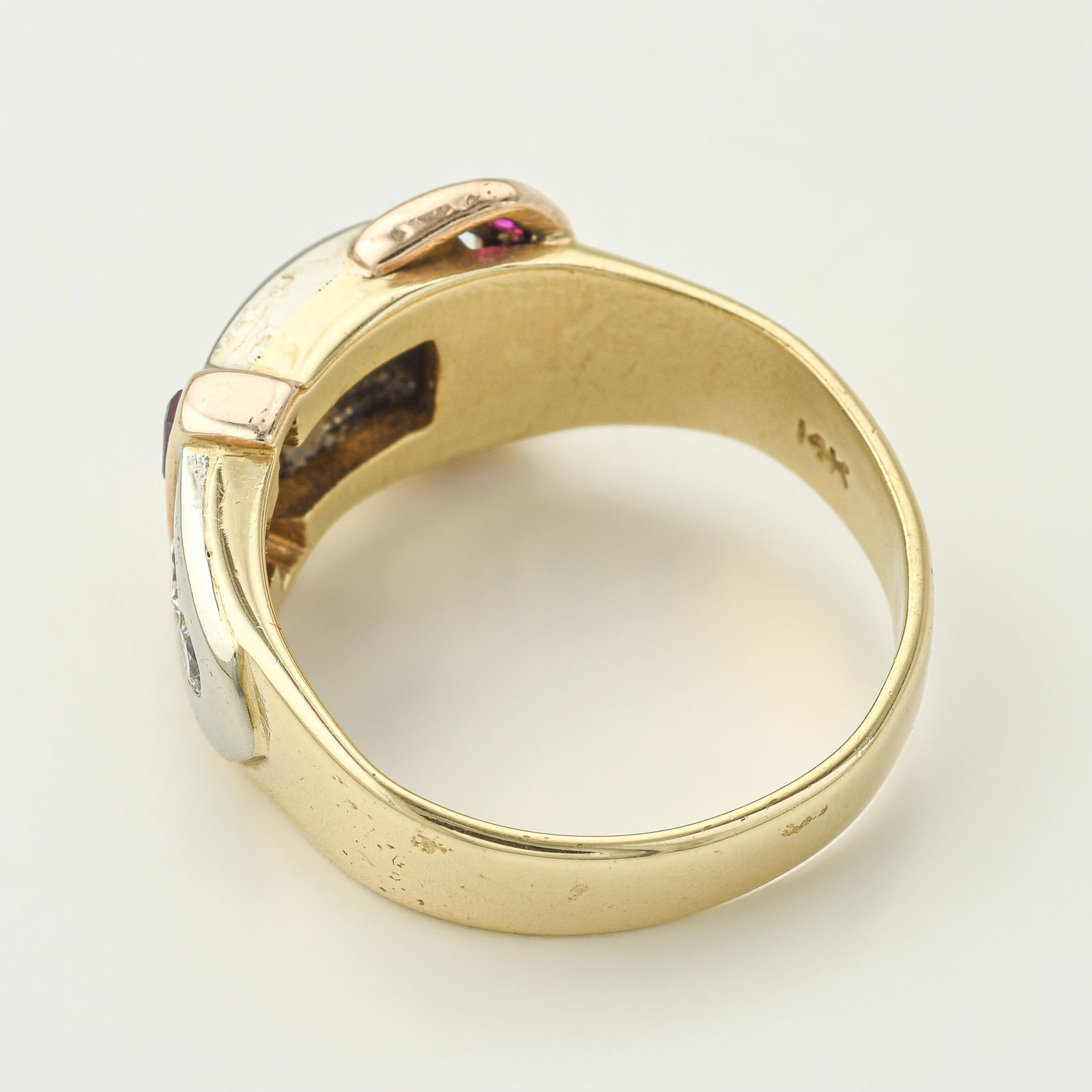 Vintage Ruby and Diamond Buckle Ring - 2