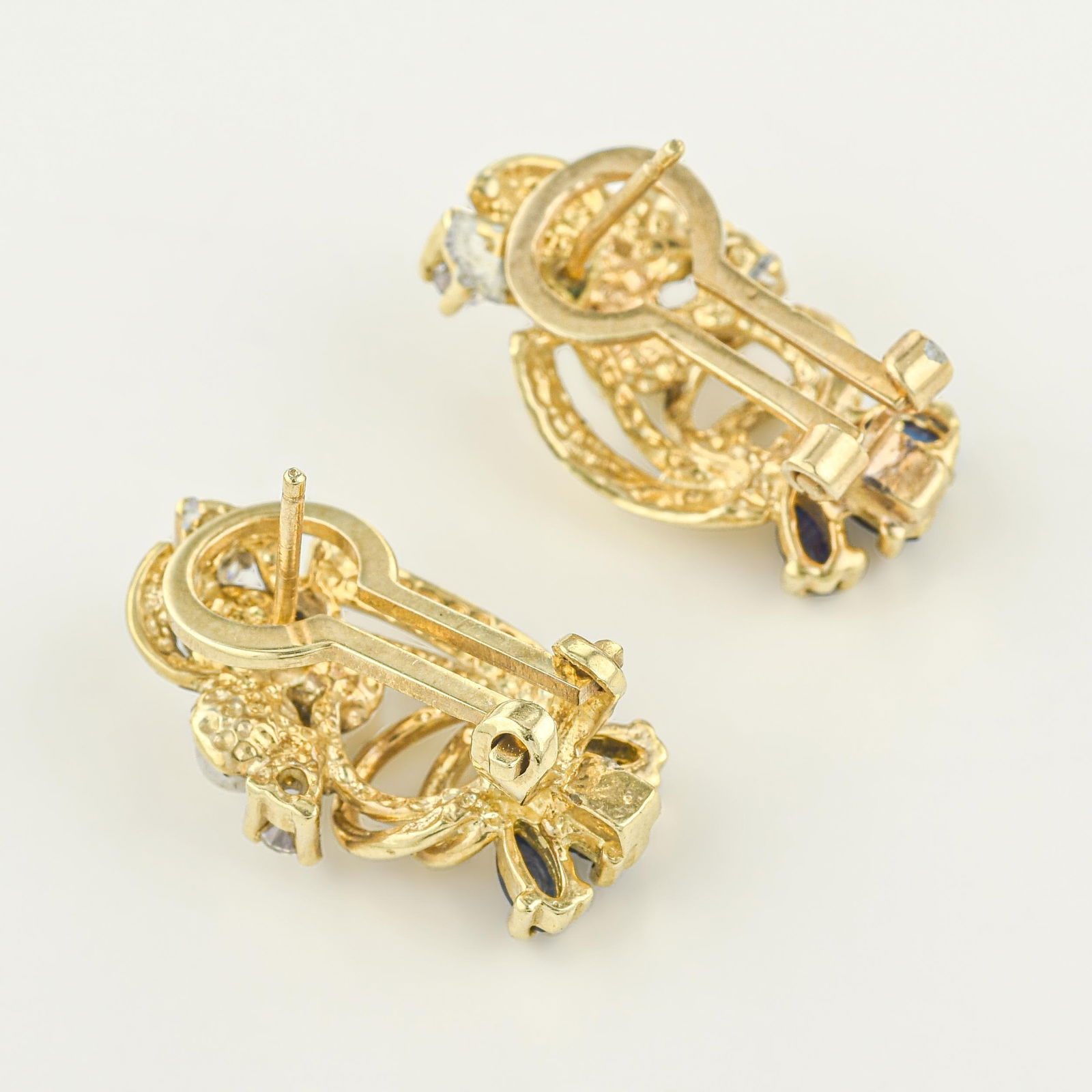 Vintage Sapphire Diamond and Pearl Earrings - 2