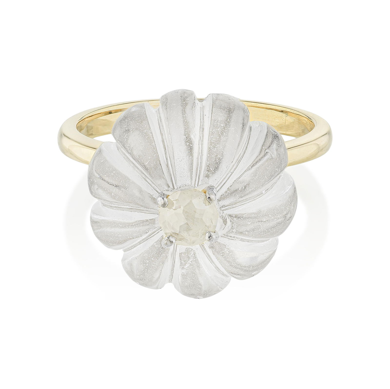 Carved Rock Crystal and Diamond Ring - 2