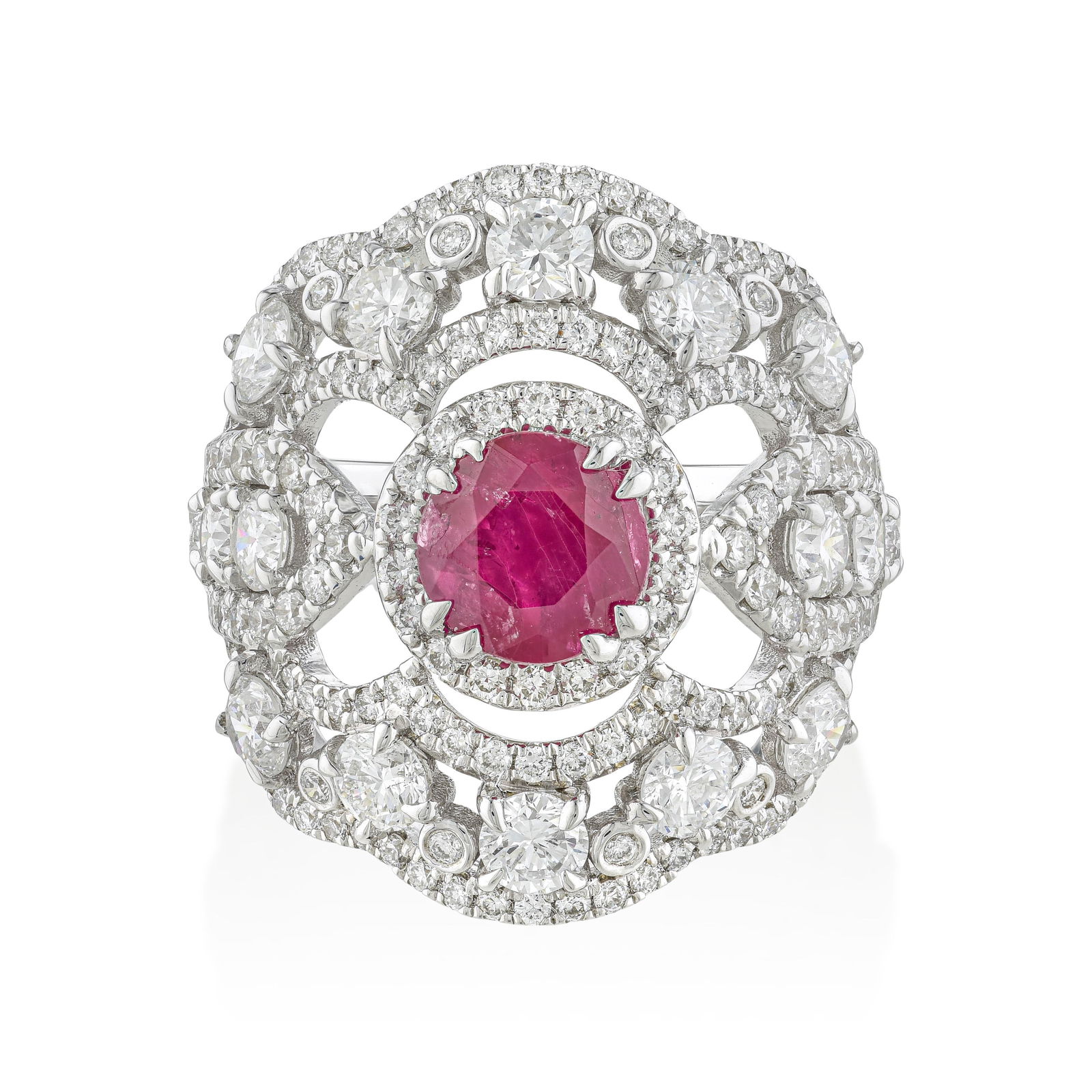 1.73-Carat Burmese Unheated Ruby and Diamond Ring, AGL Certified - 2