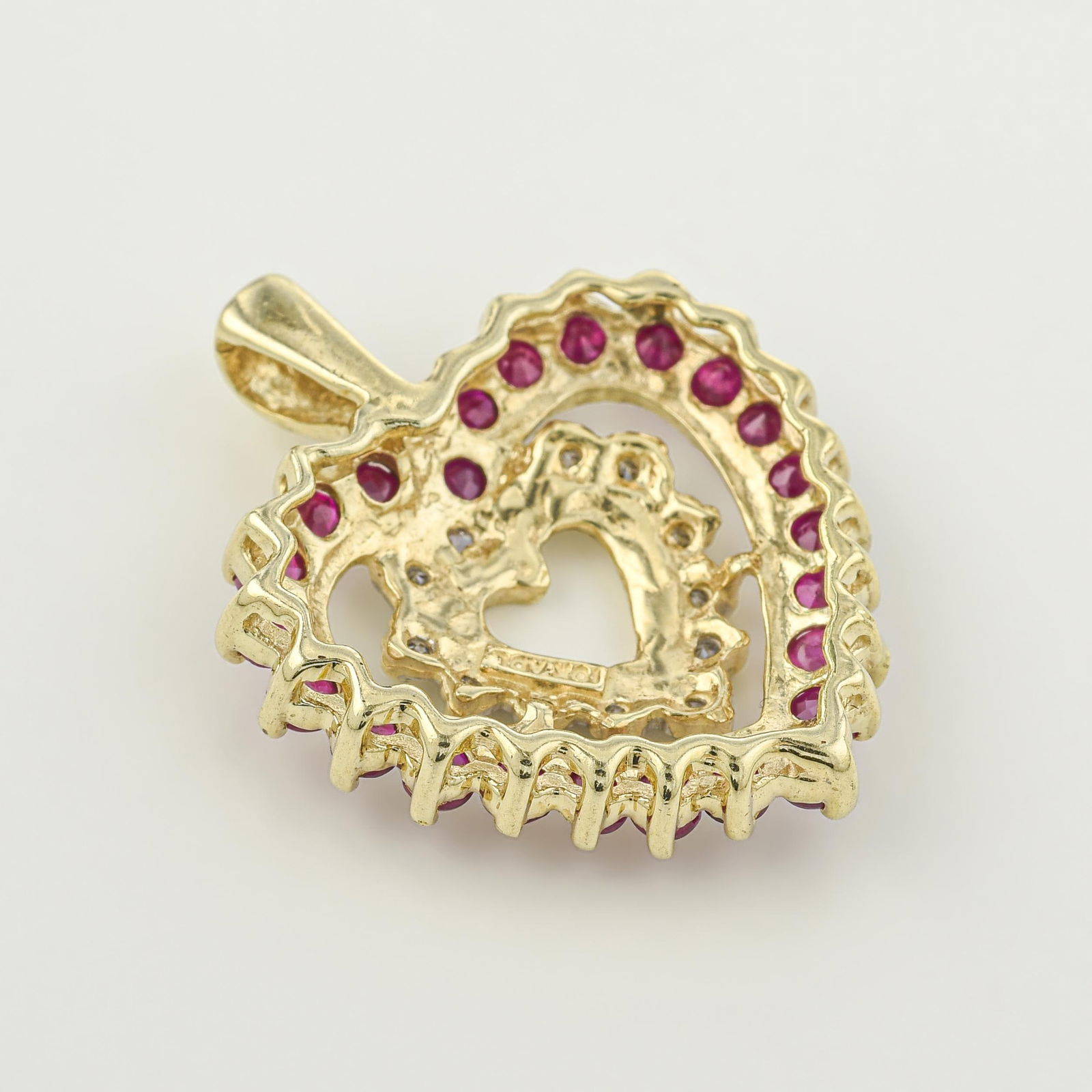 Ruby and Diamond Heart Pendant - No Reserve - 2