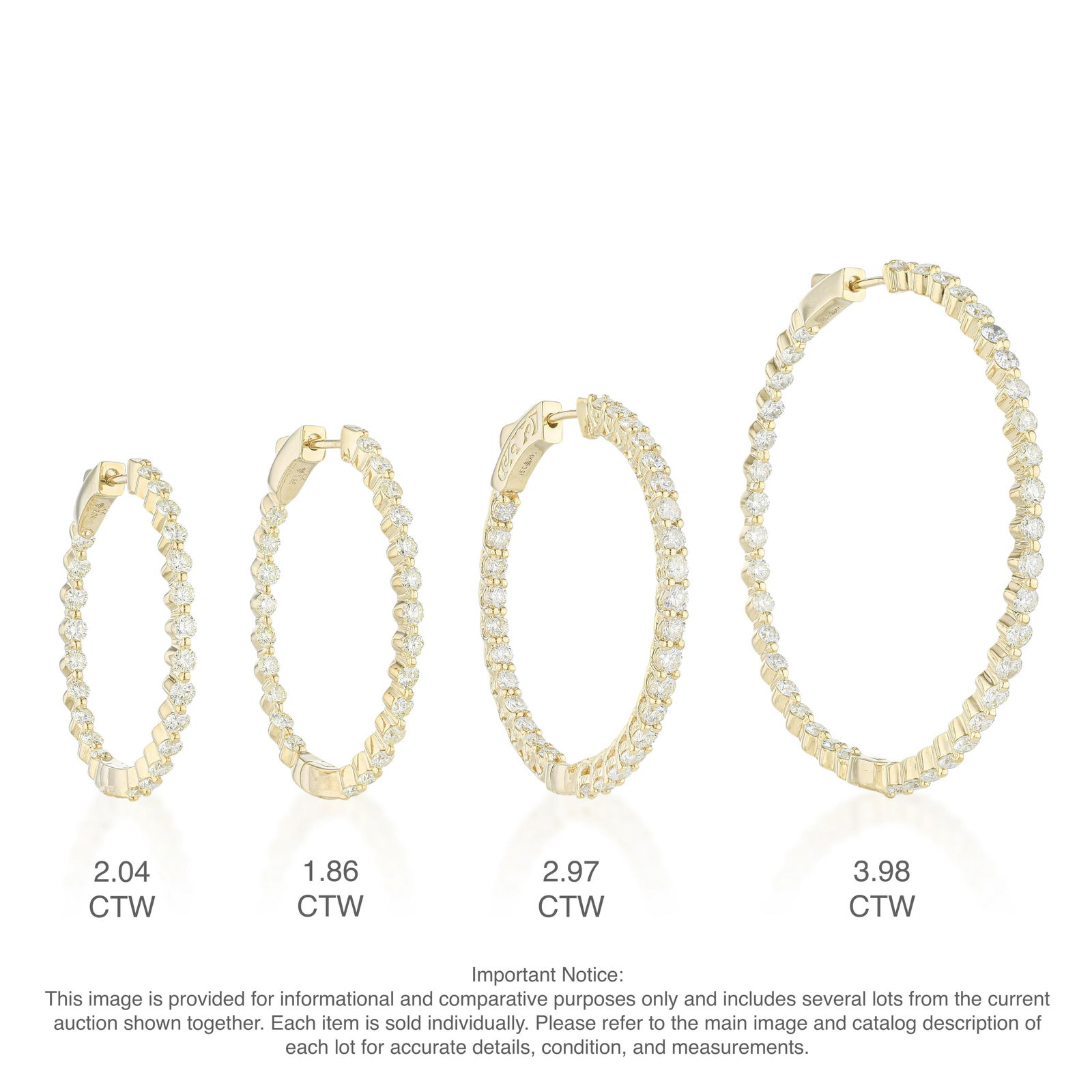 Round Inside Out Hoop Earrings (Approx. 3.98 CTW) - 3