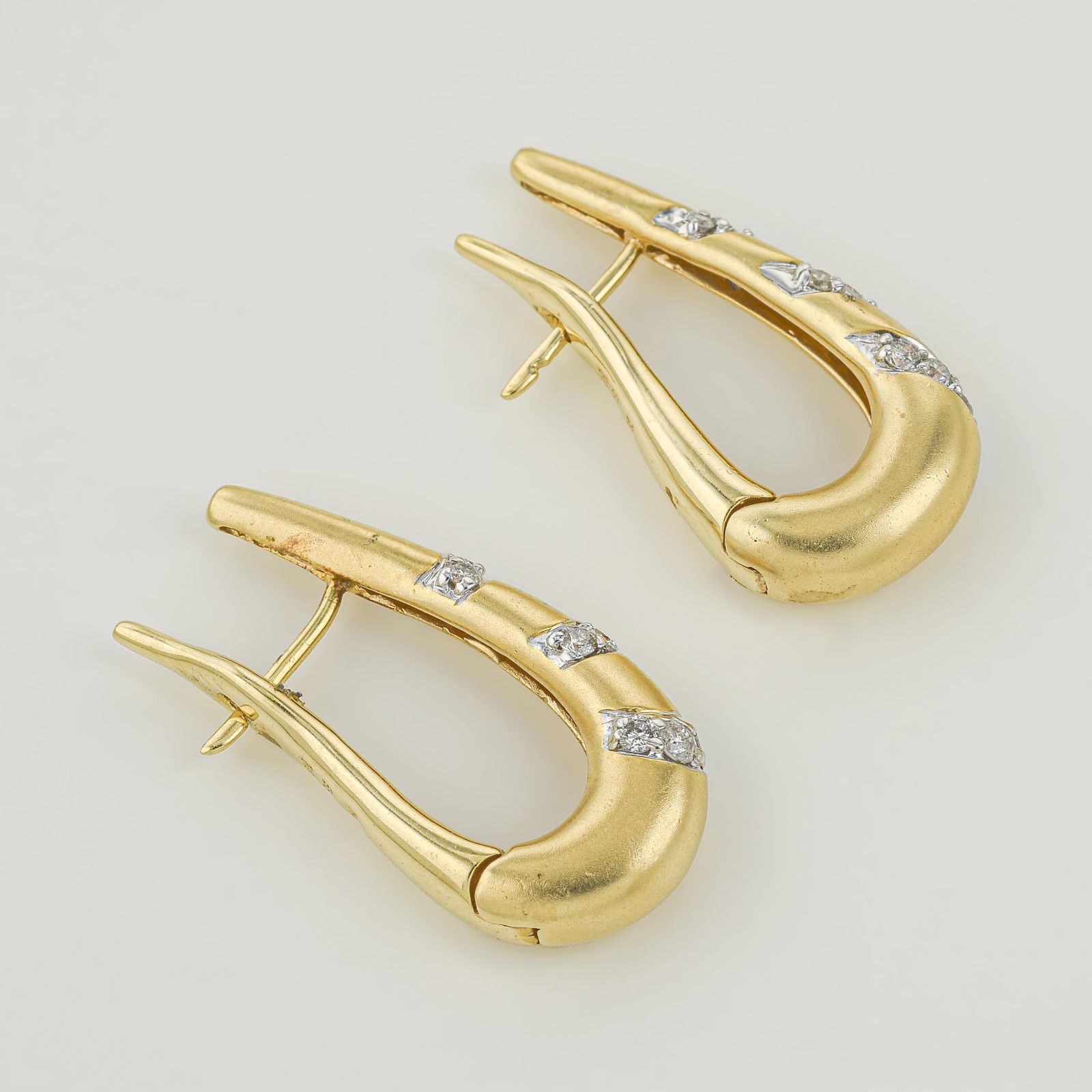 Sculptural Gold Diamond Hoop Earrings - 2