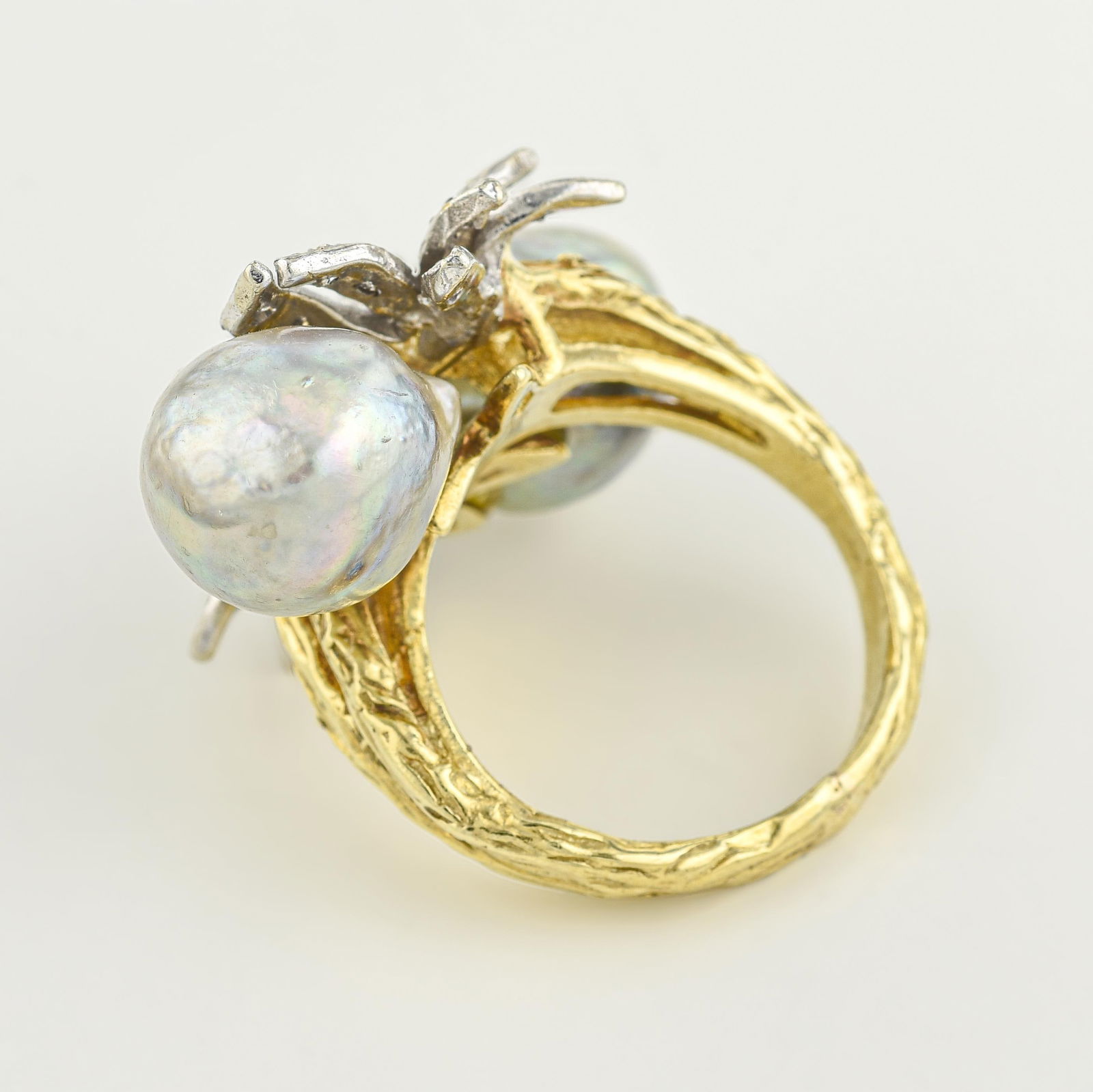 Vintage Pearl And Diamond Bypass Ring, C1960s - 2
