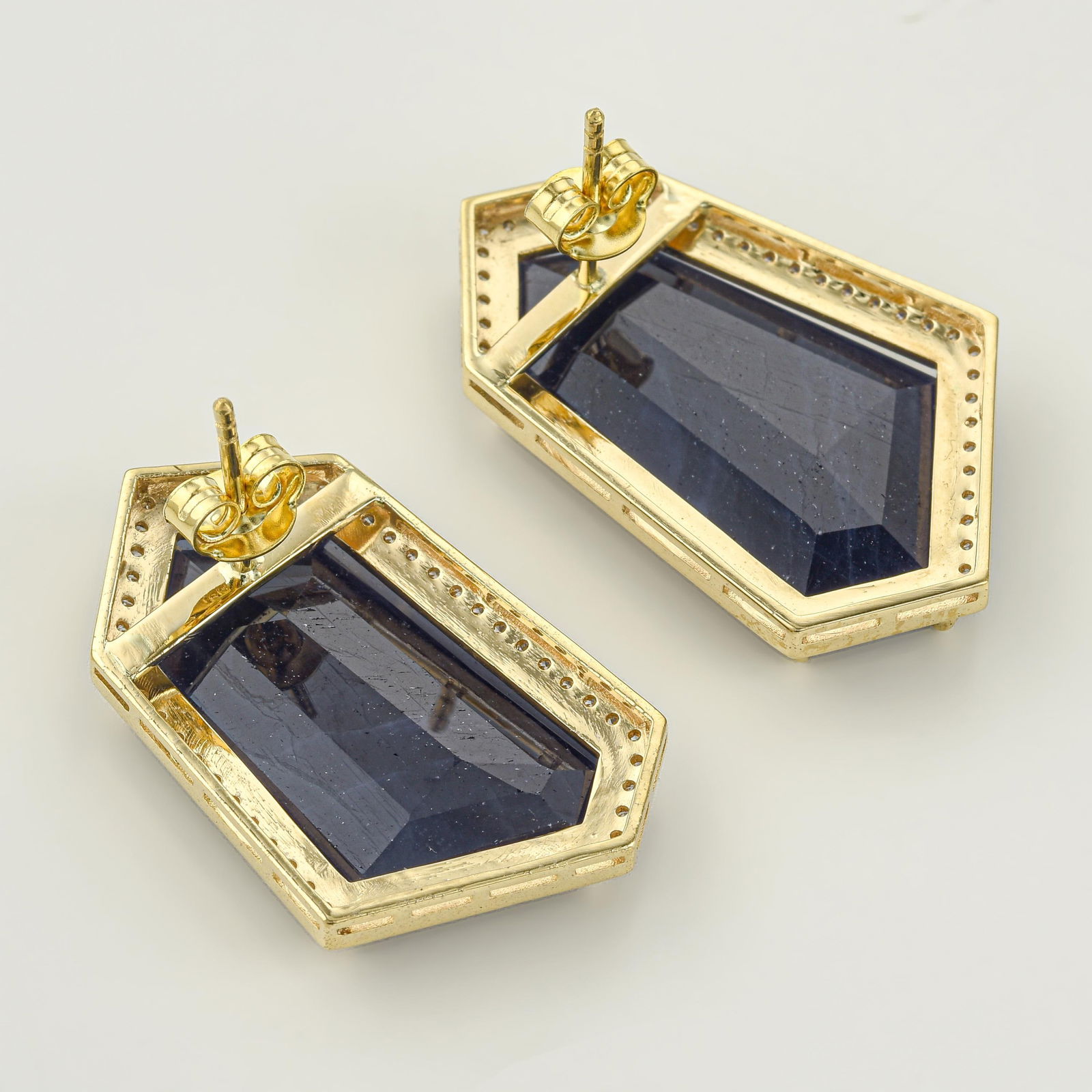 Fancy Cut Sapphire and Diamond Earrings - 2