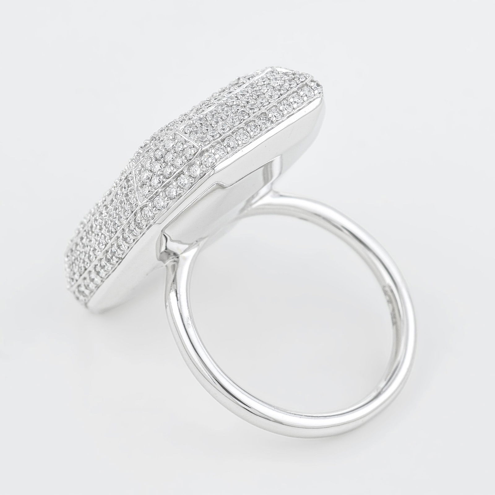 Emerald Shape Pave Cocktail Ring - 2