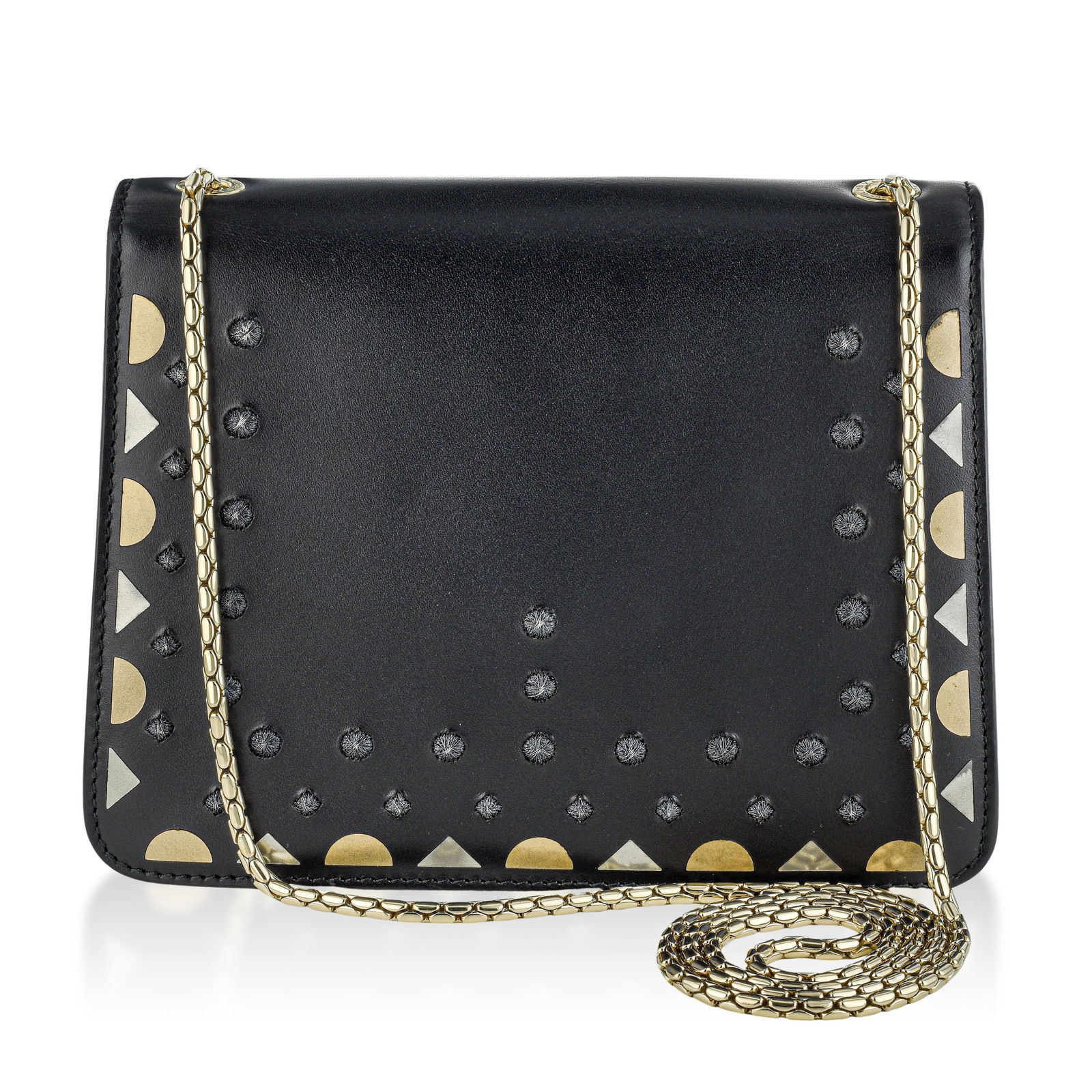 Bvlgari Serpenti Forever Star Studs Black Leather Shoulder Bag - 3