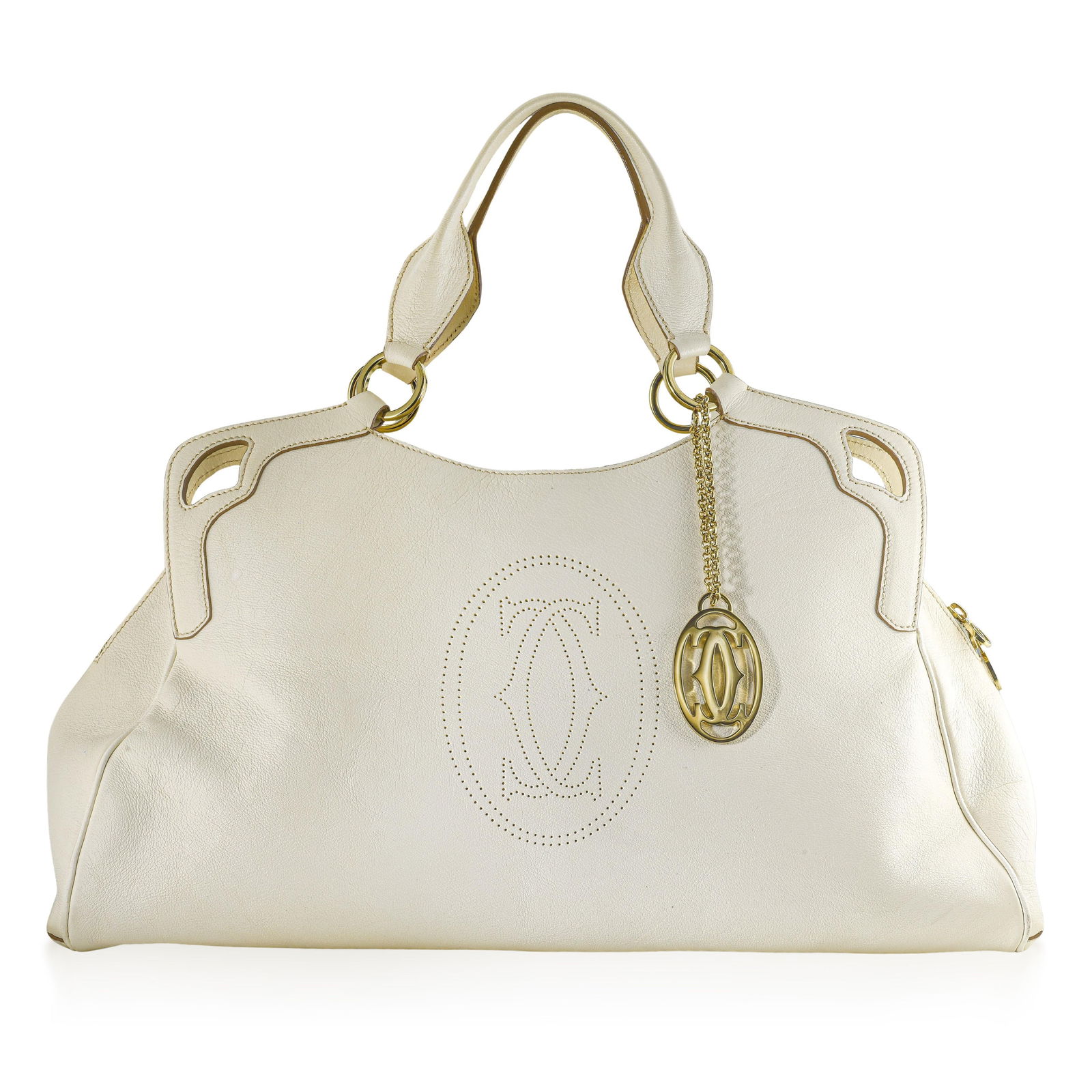 Cartier Marcello White Leather Handbag with Charm - 2