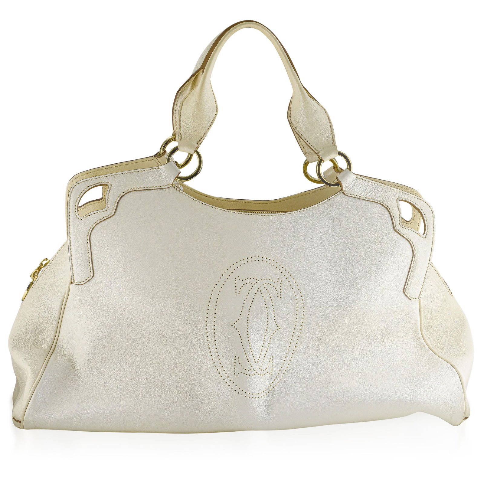 Cartier Marcello White Leather Handbag with Charm - 3