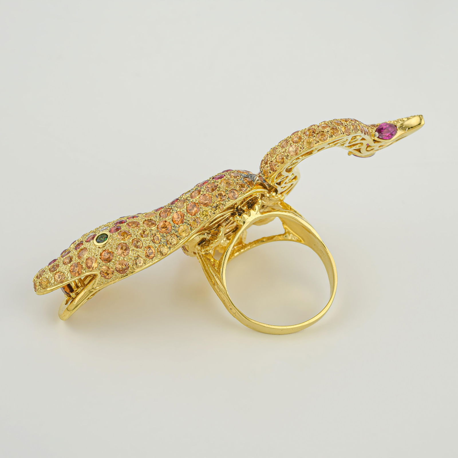 Sapphire and Diamond Snake Statement Ring - 2