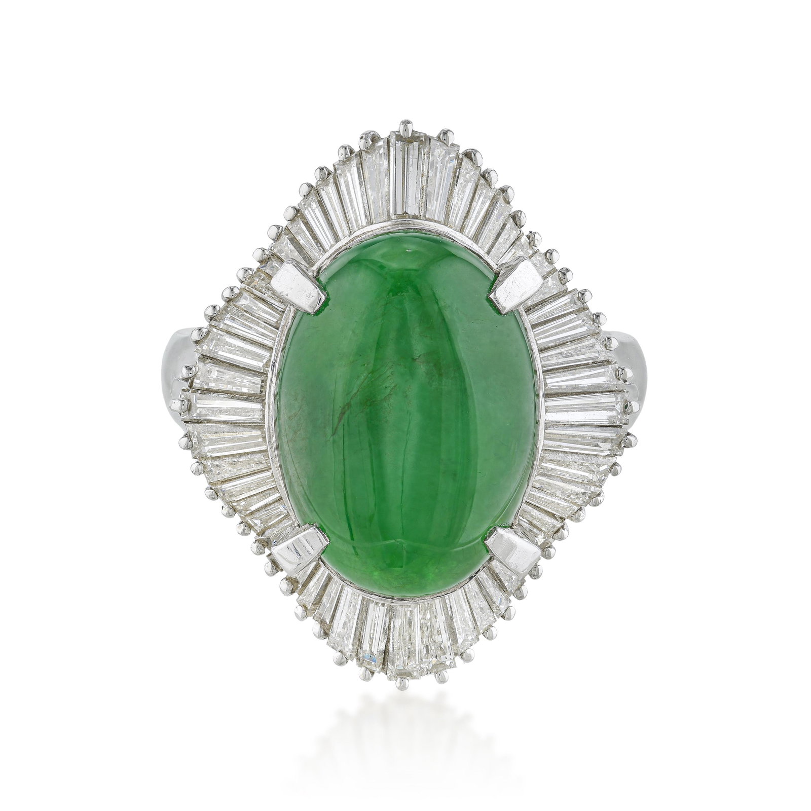 Jade and Diamond Ballerina Ring: ESTIMATED RETAIL PRICE: $5,750* *This is the estimated value a piece of similar quality, craftsmanship, and characteristics could command at retail. The ballerina ring setting — with its