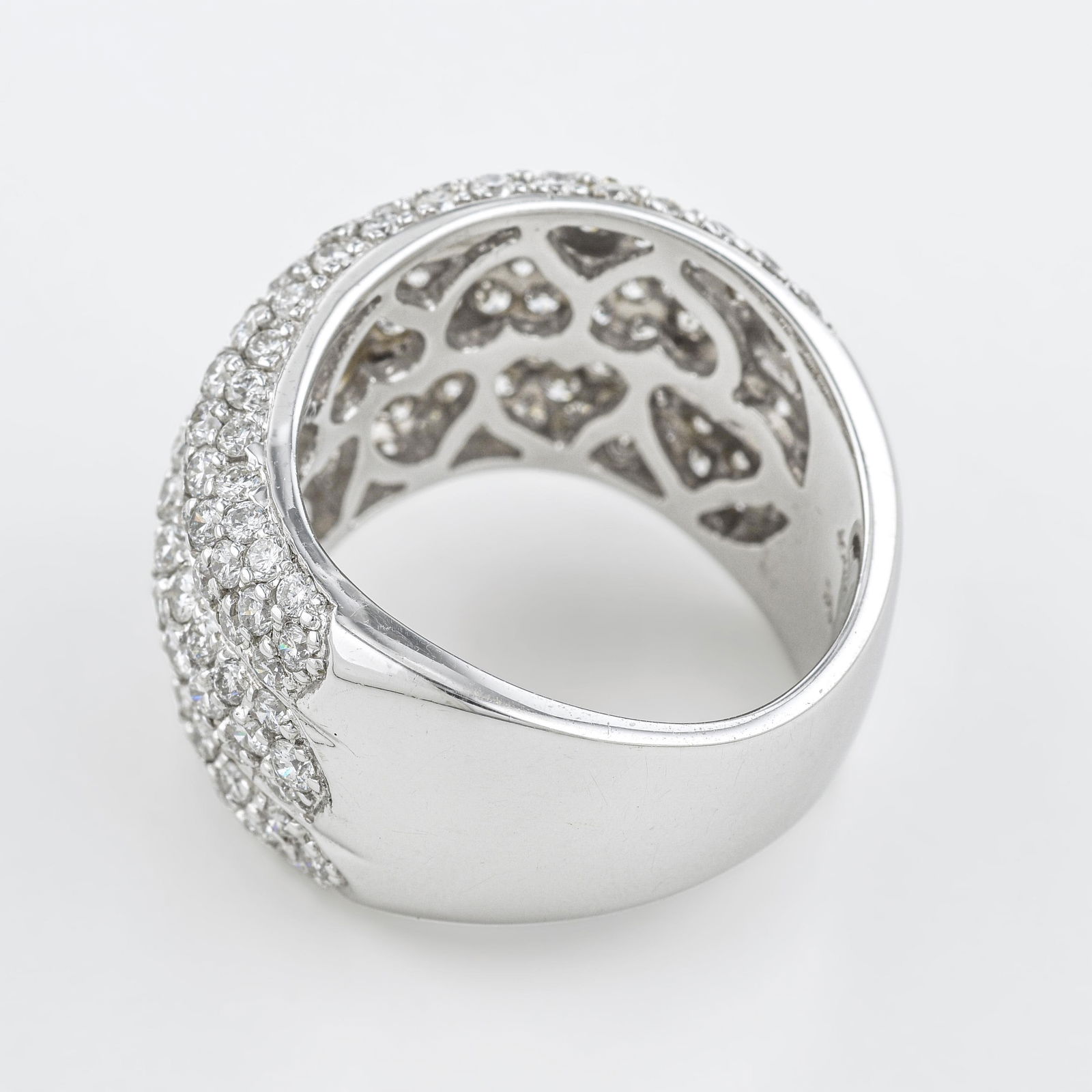Three Row Swirl Diamond Pave Statement Ring - 2