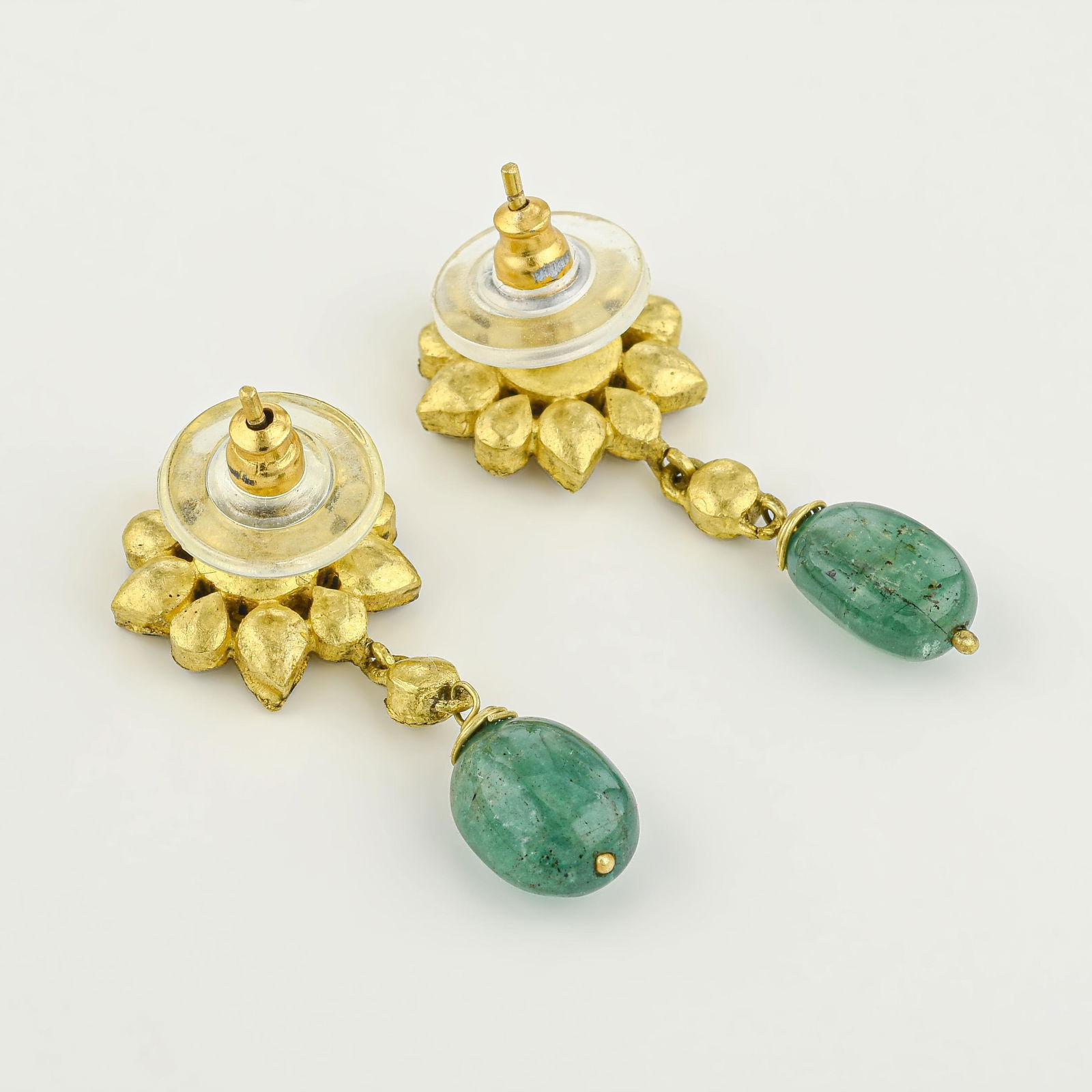 Emerald and Diamond Hanging Earrings - 2