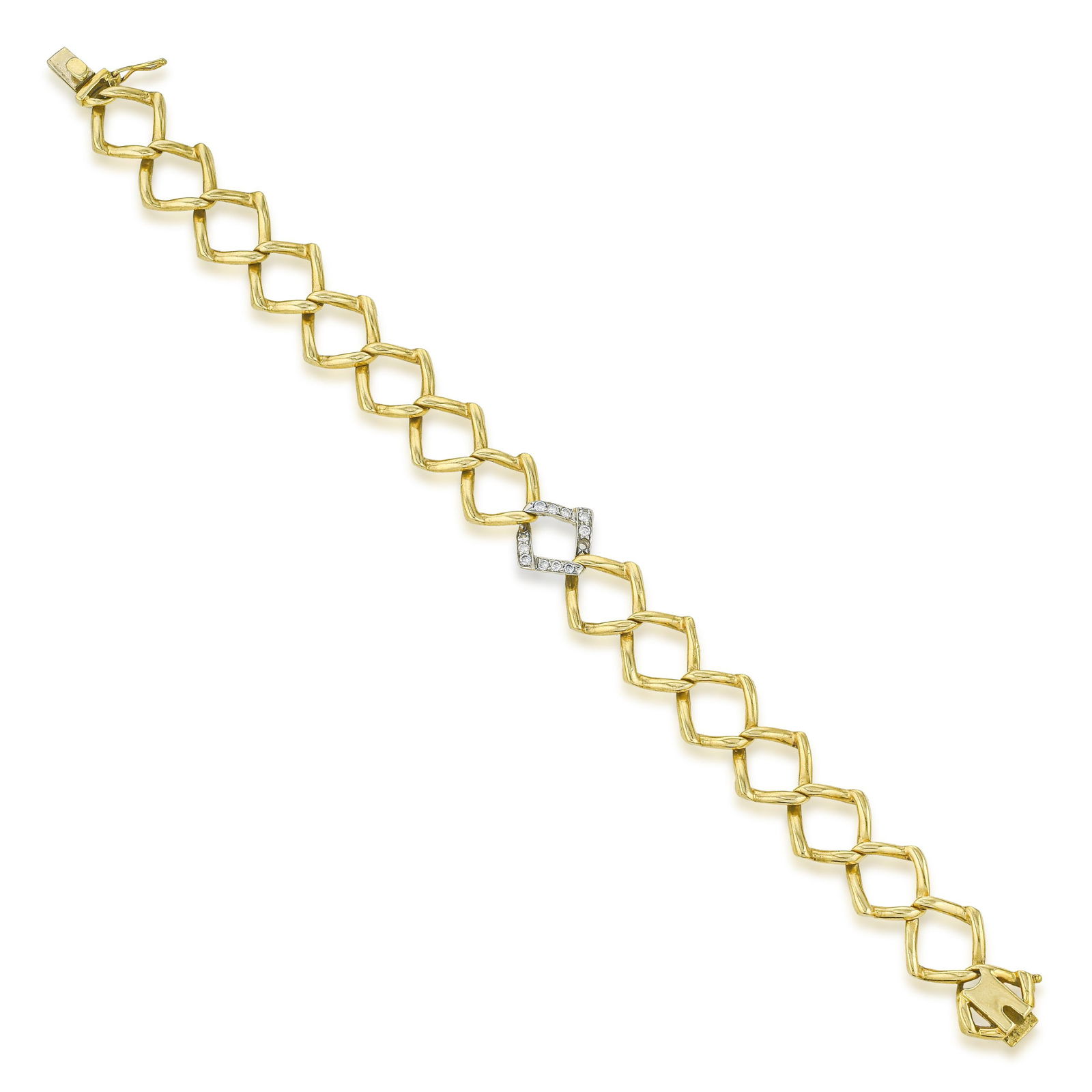 Tiffany & Co. Paloma Picasso Vintage Gold Link and Diamond Bracelet - 2
