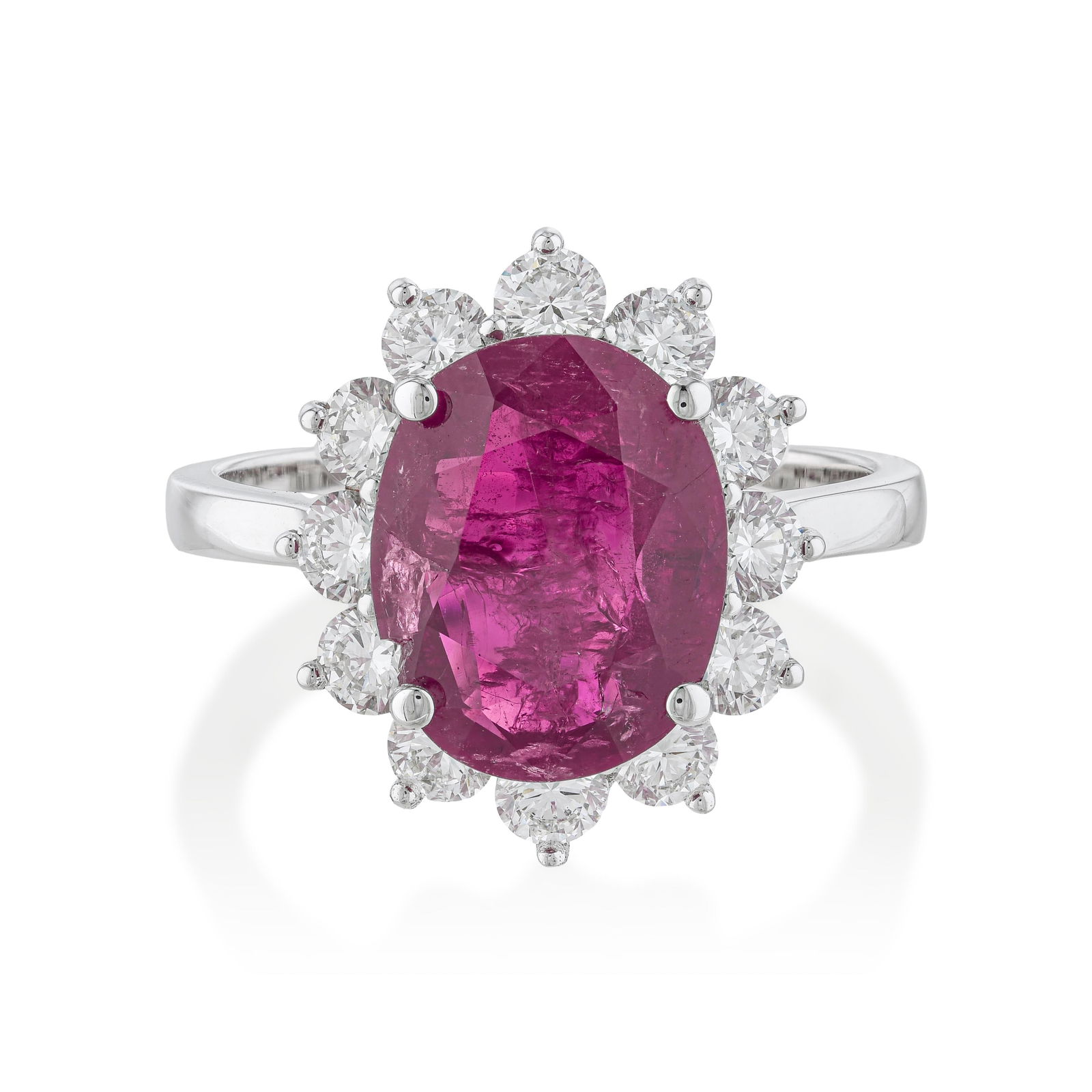 3.72-Carat Unheated Rare Purple Red Ruby and Diamond Ring, GIA Certified (1 of 3)