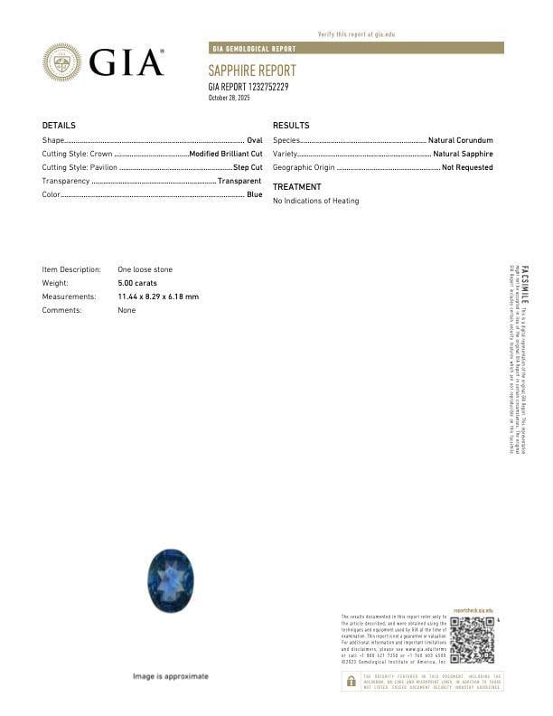 5.00-Carat Unheated Sapphire and Diamond Ring, GIA Certified - 3