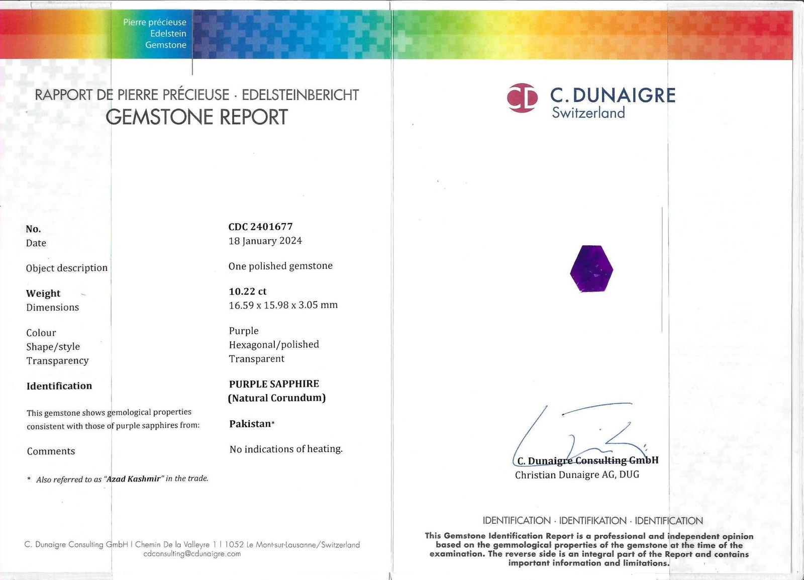 10.22-Carat Azad Kashmir Unheated Sapphire Ring - 3