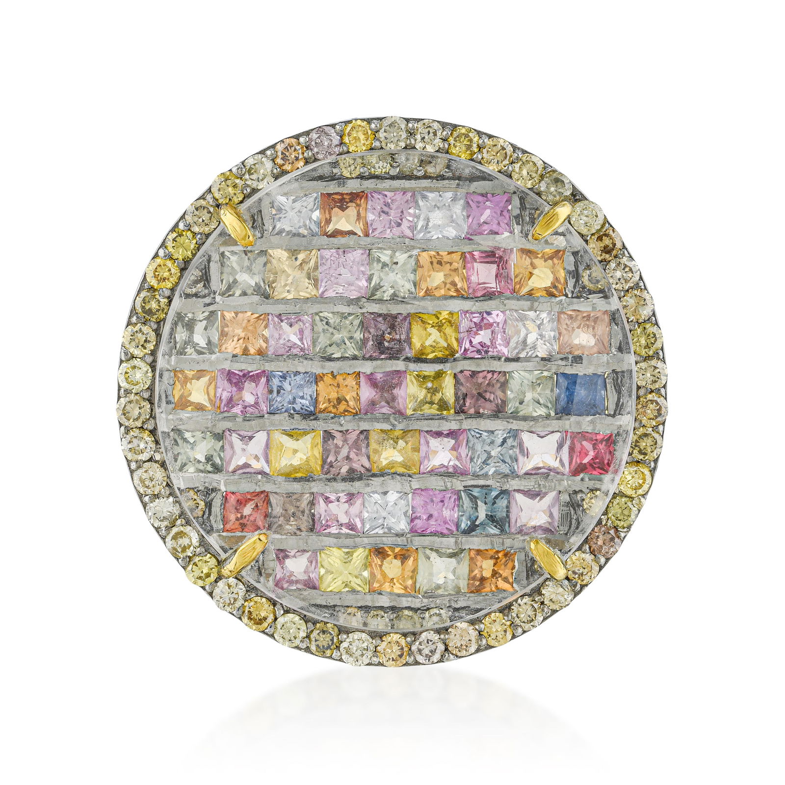 Multi-color Sapphire and Diamond Mosaic Ring: ESTIMATED RETAIL PRICE: $2,100**This is the estimated value a piece of similar quality, craftsmanship, and characteristics could command at retail.The companion mosaic ring to the earrings above: mult