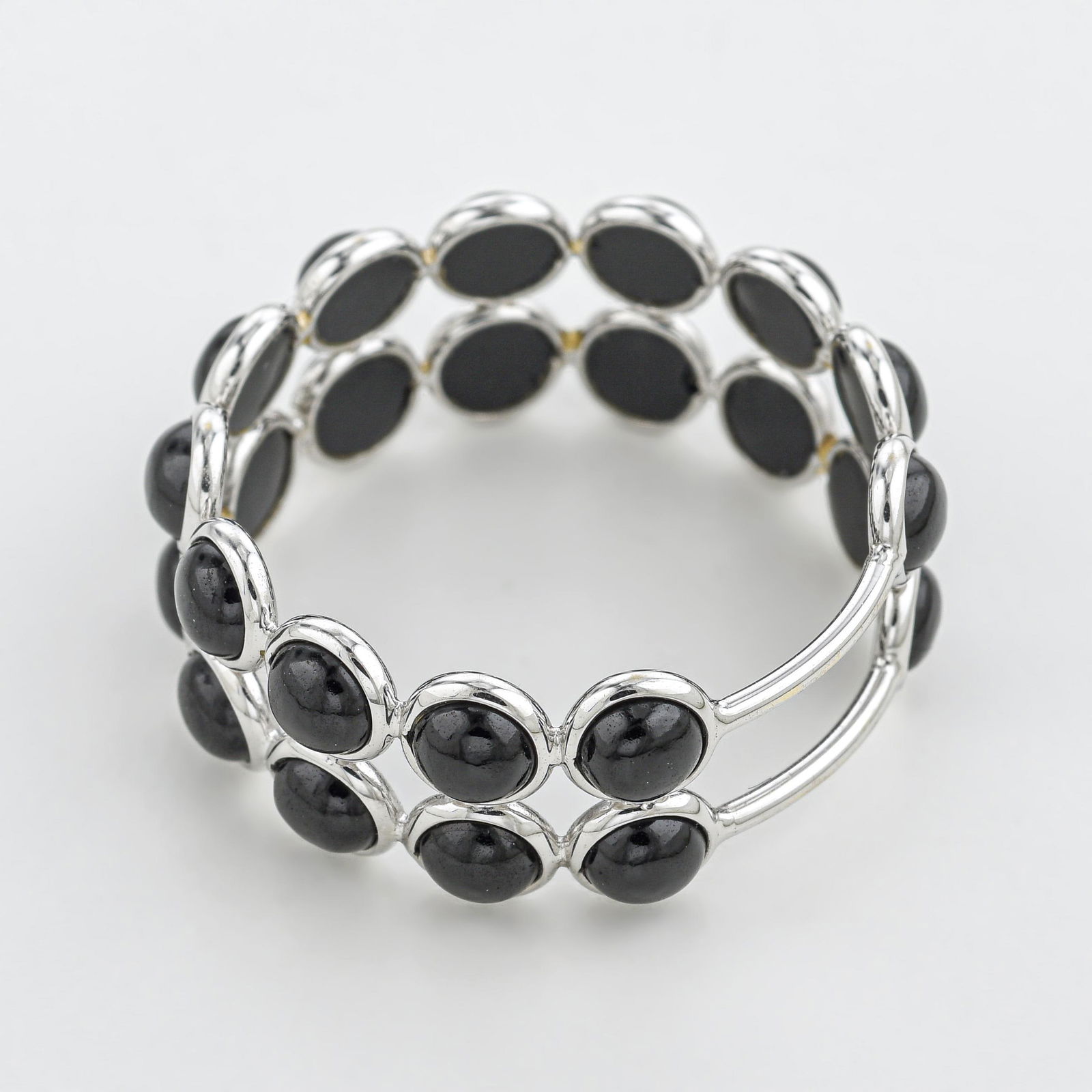 Black Spinel Cabochon Double Stack Ring - 2