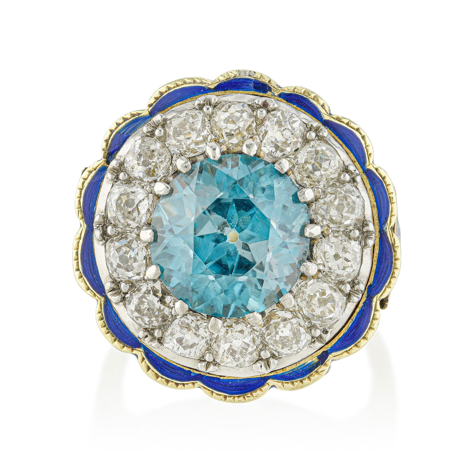 Antique Blue Zircon and Diamond Ring (1 of 2)