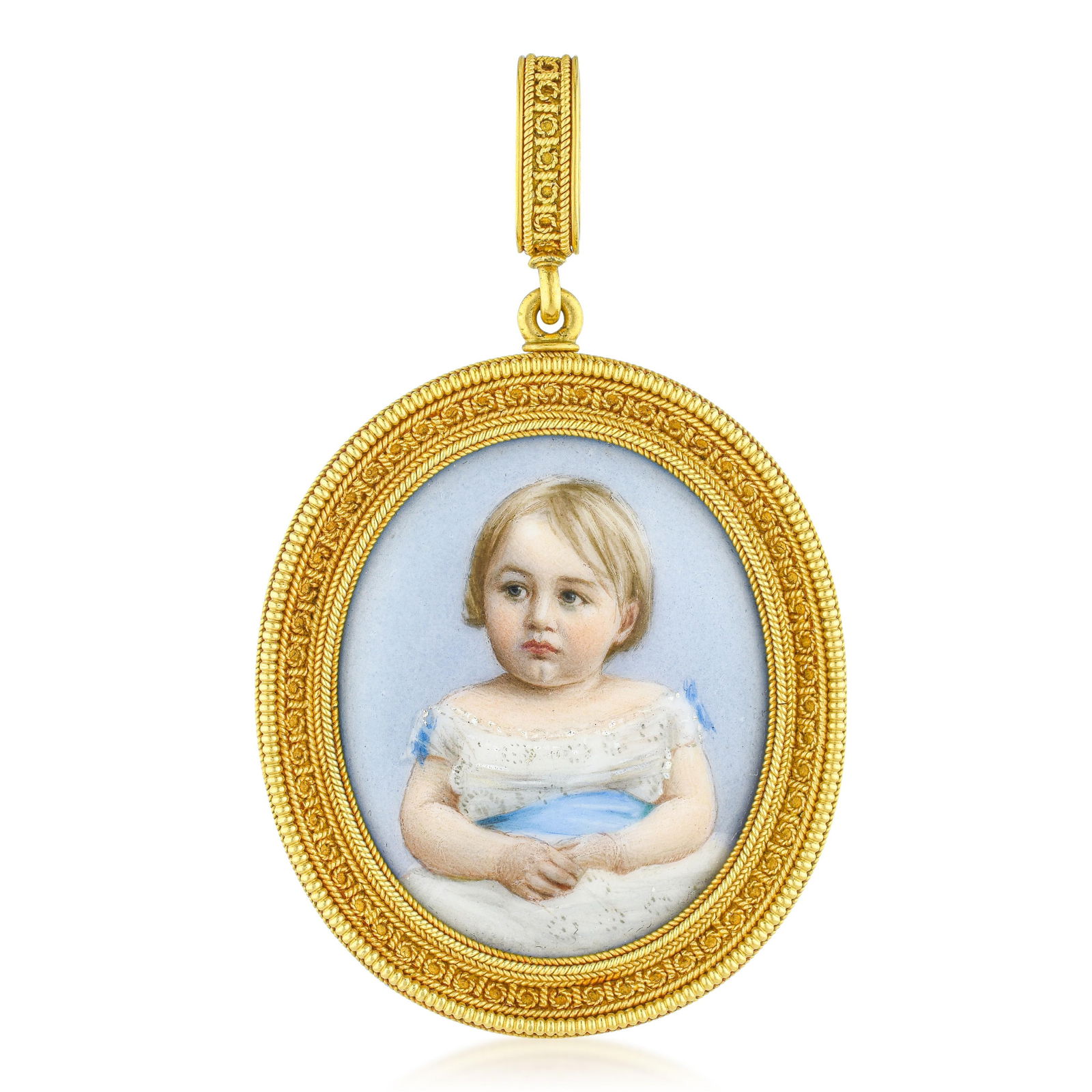 Etruscan Revival Gold Enamel Portrait Locket/Pendant C1876 (1 of 2)