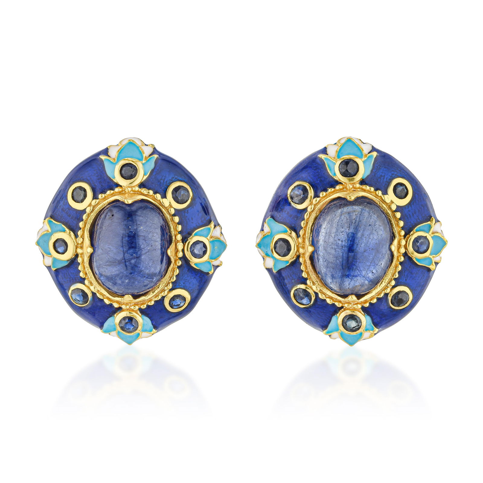 Blue Stones Gold Plated Silver Earrings (1 of 2)