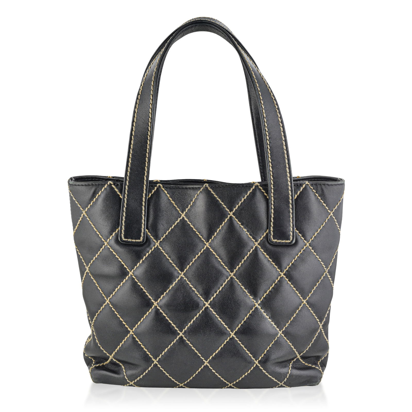 Chanel Wild Stitch Surpique Tote, Black Lambskin - 3