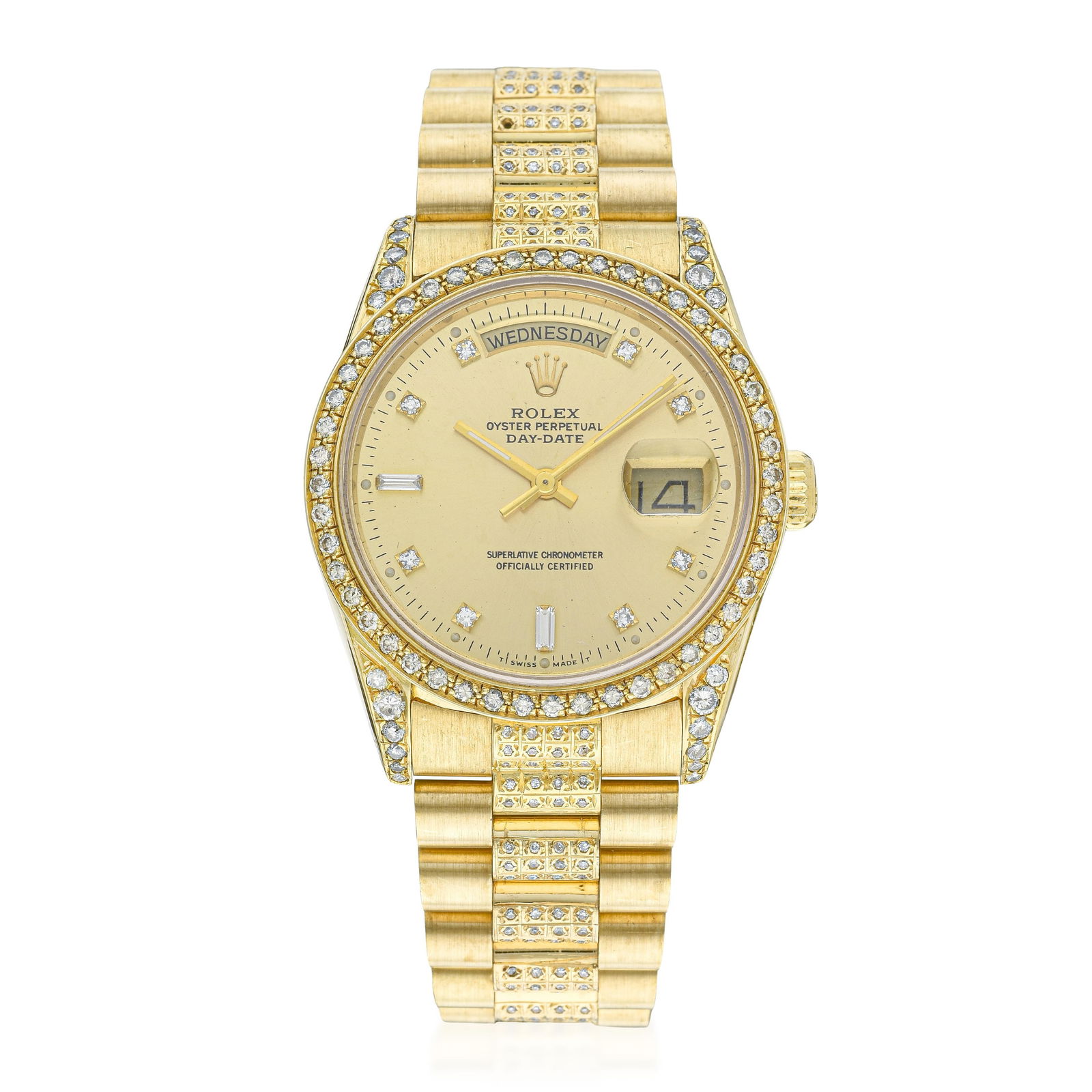 Rolex Day-Date President in 18K Gold: ESTIMATED RETAIL PRICE: $43,000* *This is the estimated value a piece of similar quality, craftsmanship, and characteristics could command at retail. Summary of Key Characteristics CIRCA: 1988 