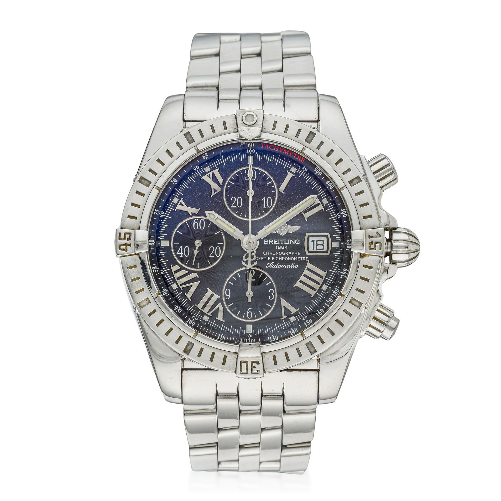 Breitling Chronomat Evolution in Steel: ESTIMATED RETAIL PRICE: $5,000* *This is the estimated value a piece of similar quality, craftsmanship, and characteristics could command at retail. Summary of Key Characteristics CIRCA: 2000s 