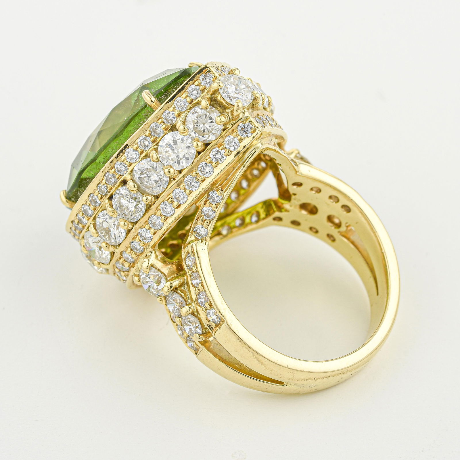 Peridot and Diamond Cocktail Ring - 2