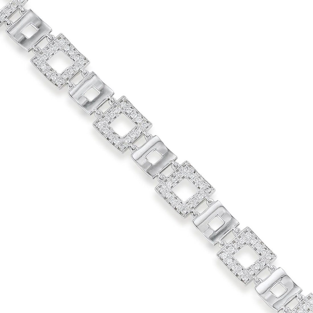 Square Link Diamond Bracelet - No Reserve Lot (1 of 2)
