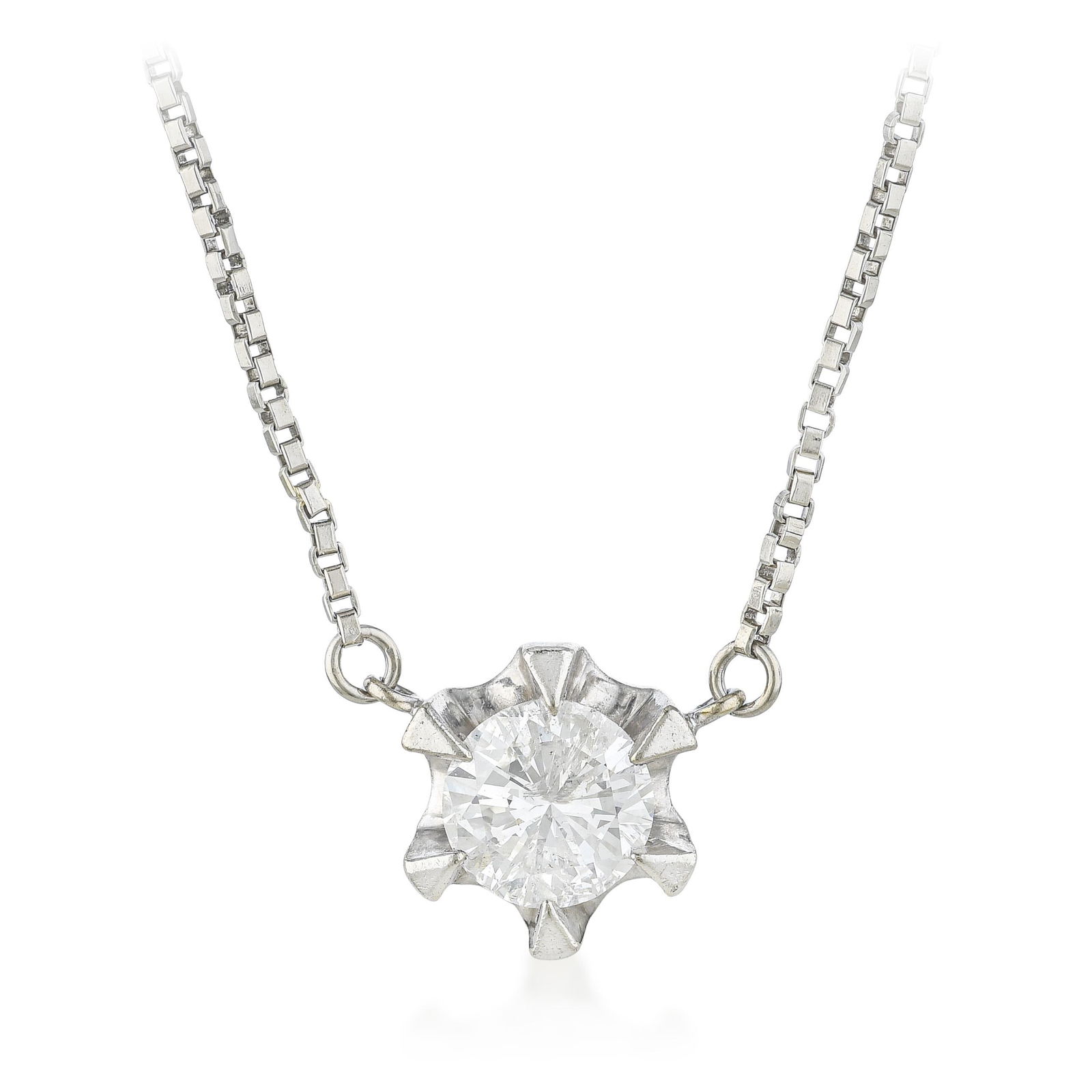Diamond Solitaire Necklace - No Reserve Lot: ESTIMATED RETAIL PRICE: $2,800* *This is the estimated value a piece of similar quality, craftsmanship, and characteristics could command at retail. The bezel-set diamond solitaire necklace is the