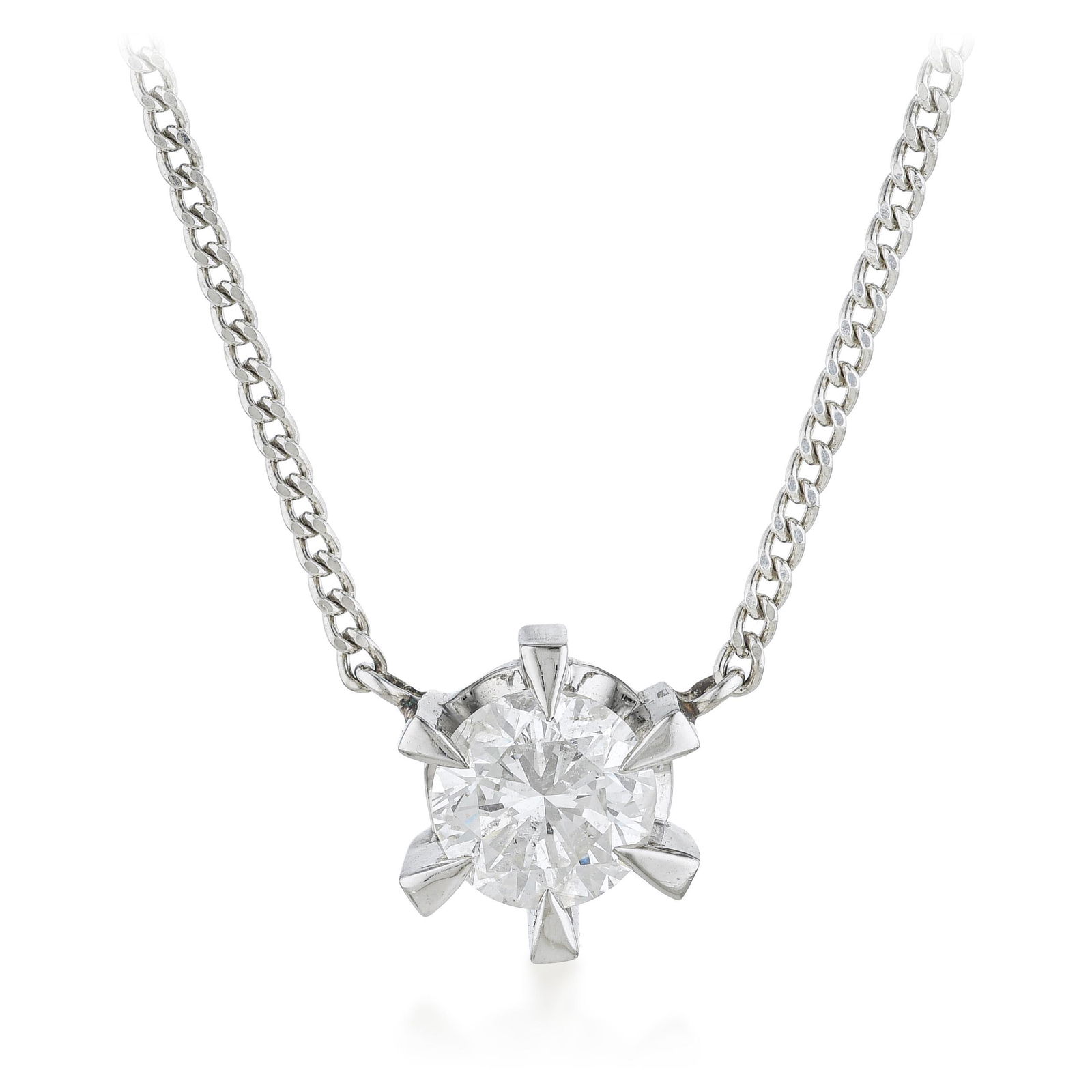 Diamond Solitaire Necklace: ESTIMATED RETAIL PRICE: $3,200* *This is the estimated value a piece of similar quality, craftsmanship, and characteristics could command at retail. The platinum bezel solitaire pendant is the