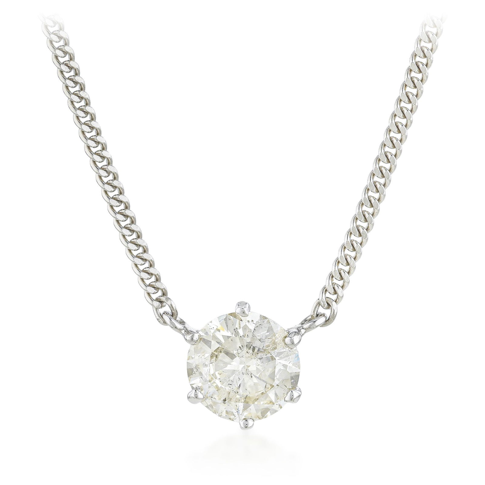 Diamond Solitaire Necklace: ESTIMATED RETAIL PRICE: $3,800* *This is the estimated value a piece of similar quality, craftsmanship, and characteristics could command at retail. An approximately 1.03-carat round brilliant on