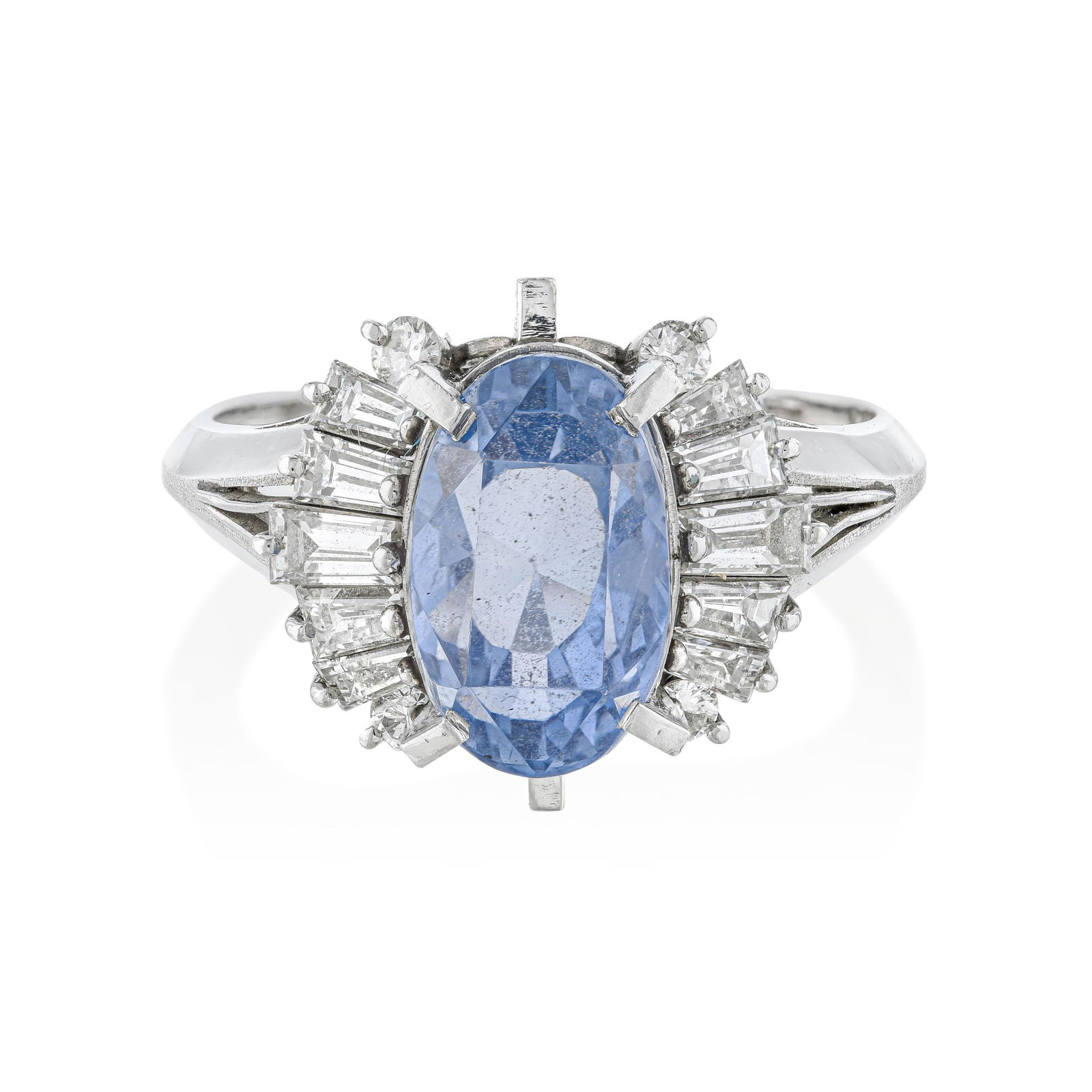 Sapphire and Diamond Ring: ESTIMATED RETAIL PRICE: $4,000* *This is the estimated value a piece of similar quality, craftsmanship, and characteristics could command at retail. A 4.32-carat oval sapphire is a stone of