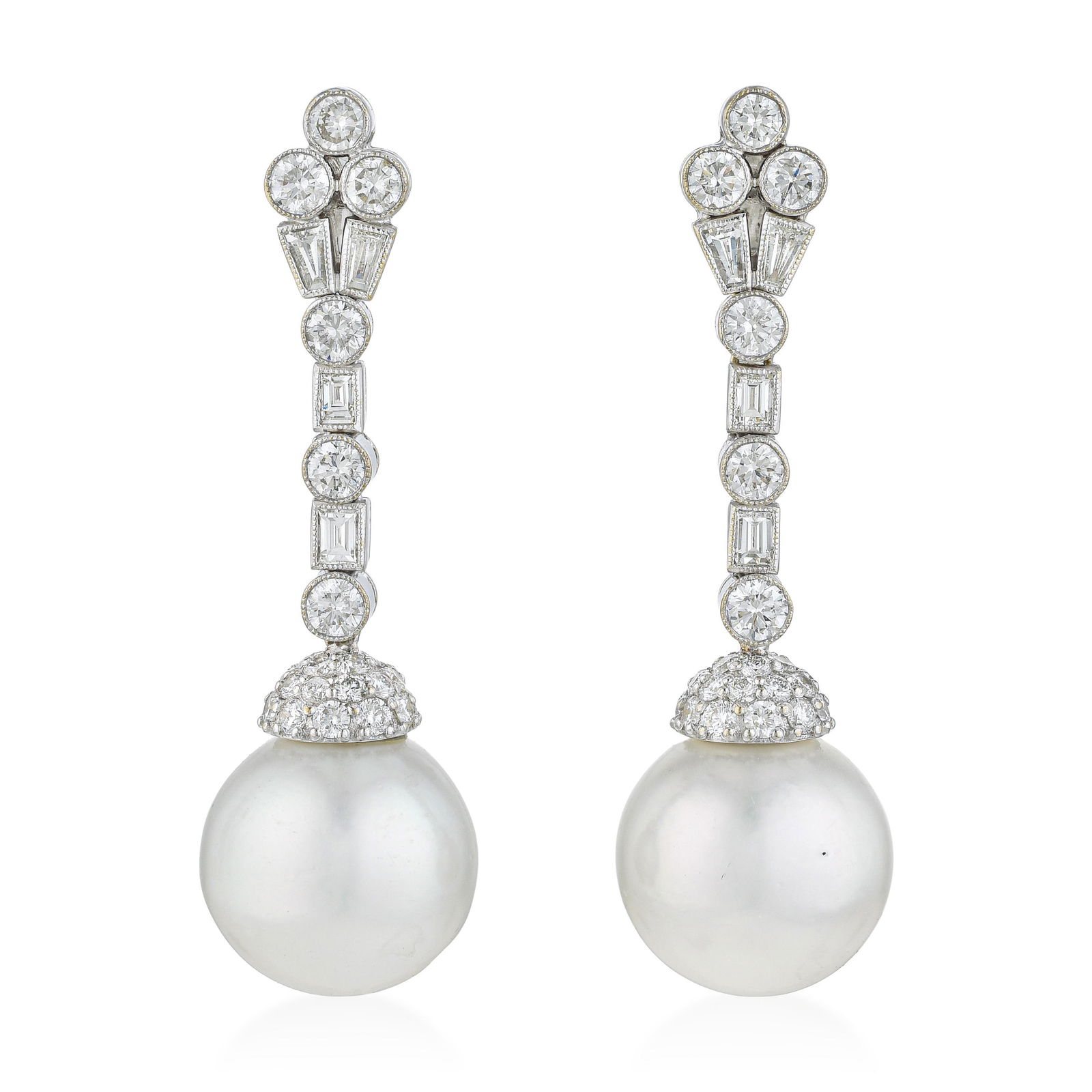 Pearl and Diamond Earrings: ESTIMATED RETAIL PRICE: $19,000* *This is the estimated value a piece of similar quality, craftsmanship, and characteristics could command at retail. A pair of 18K white gold pearl and