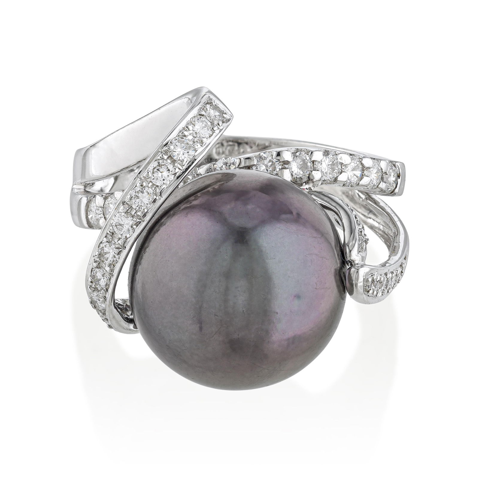 Black Pearl and Diamond Ring: ESTIMATED RETAIL PRICE: $3,600* *This is the estimated value a piece of similar quality, craftsmanship, and characteristics could command at retail. A 10mm black Tahitian pearl with approximately