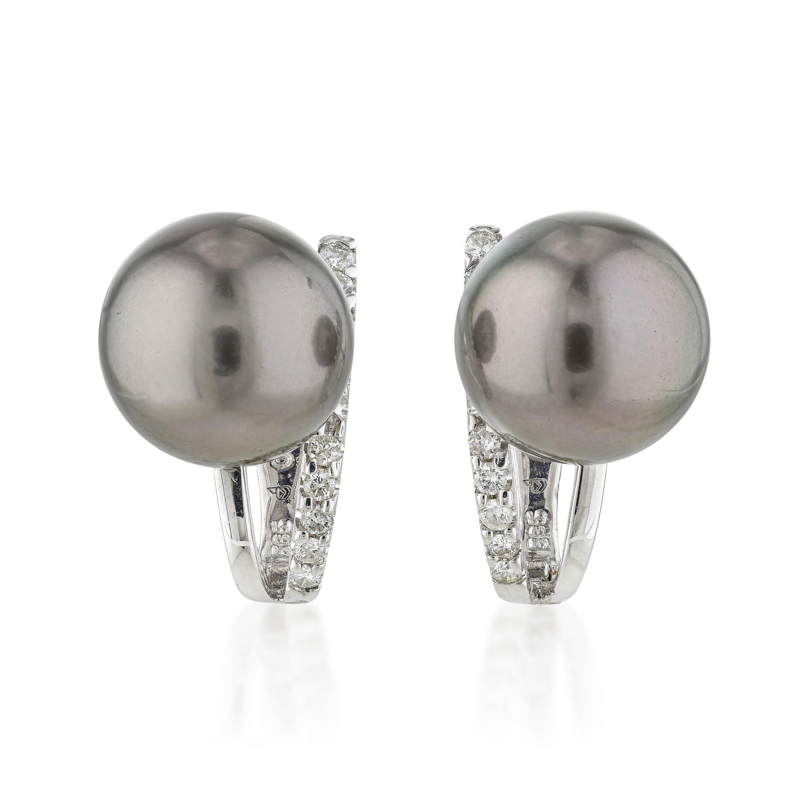 Black Pearl and Diamond Earrings: ESTIMATED RETAIL PRICE: $1,200* *This is the estimated value a piece of similar quality, craftsmanship, and characteristics could command at retail. An 11mm black Tahitian pearl with a delicate