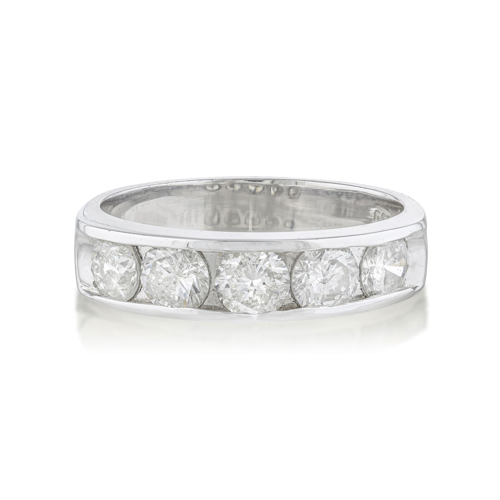 5 Stone Diamond Band: ESTIMATED RETAIL PRICE: $2,200* *This is the estimated value a piece of similar quality, craftsmanship, and characteristics could command at retail. The five-stone diamond band in platinum is