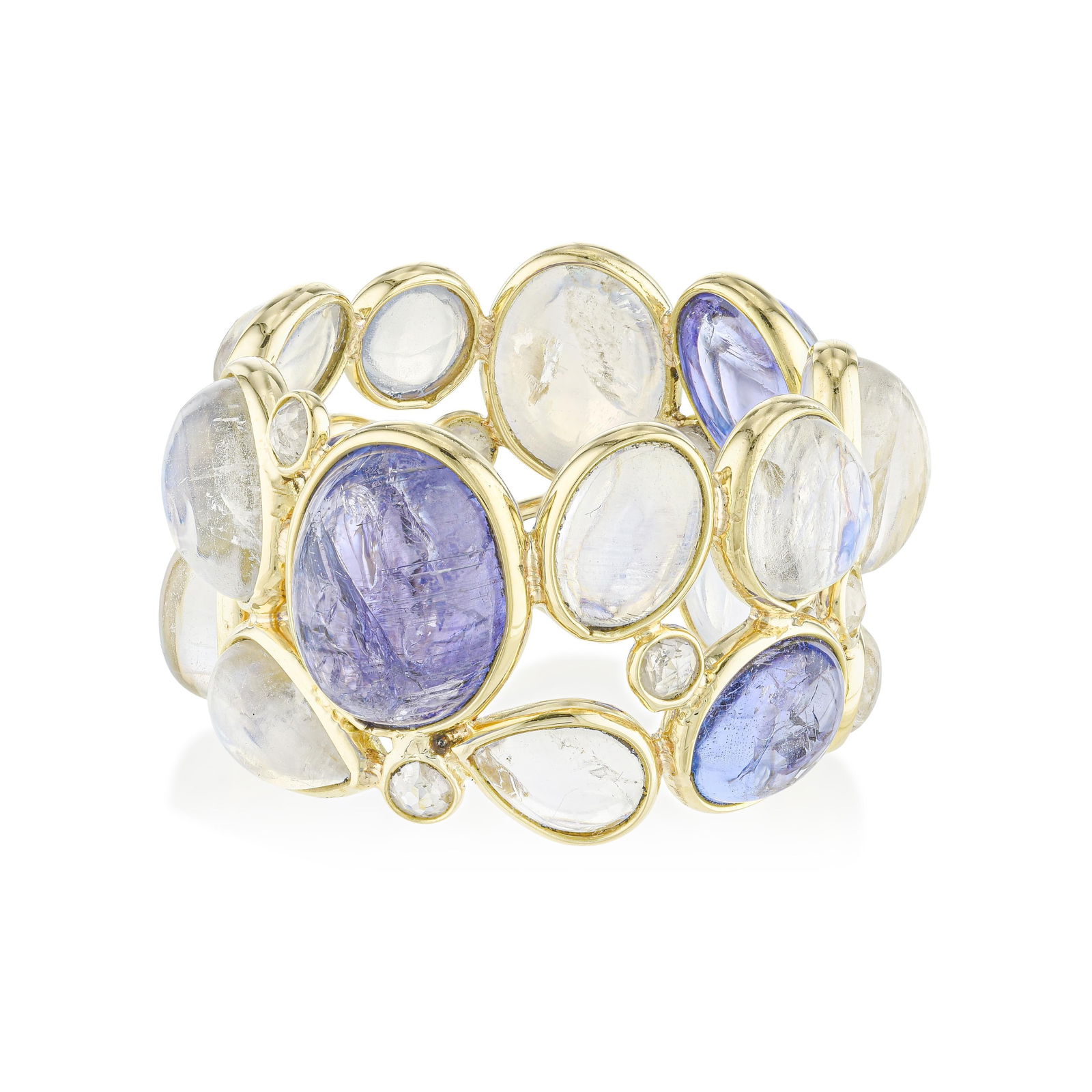 Moonstone Tanzanite and Diamond Stack Ring: ESTIMATED RETAIL PRICE: $1,900* *This is the estimated value a piece of similar quality, craftsmanship, and characteristics could command at retail. Moonstones and tanzanites have something in