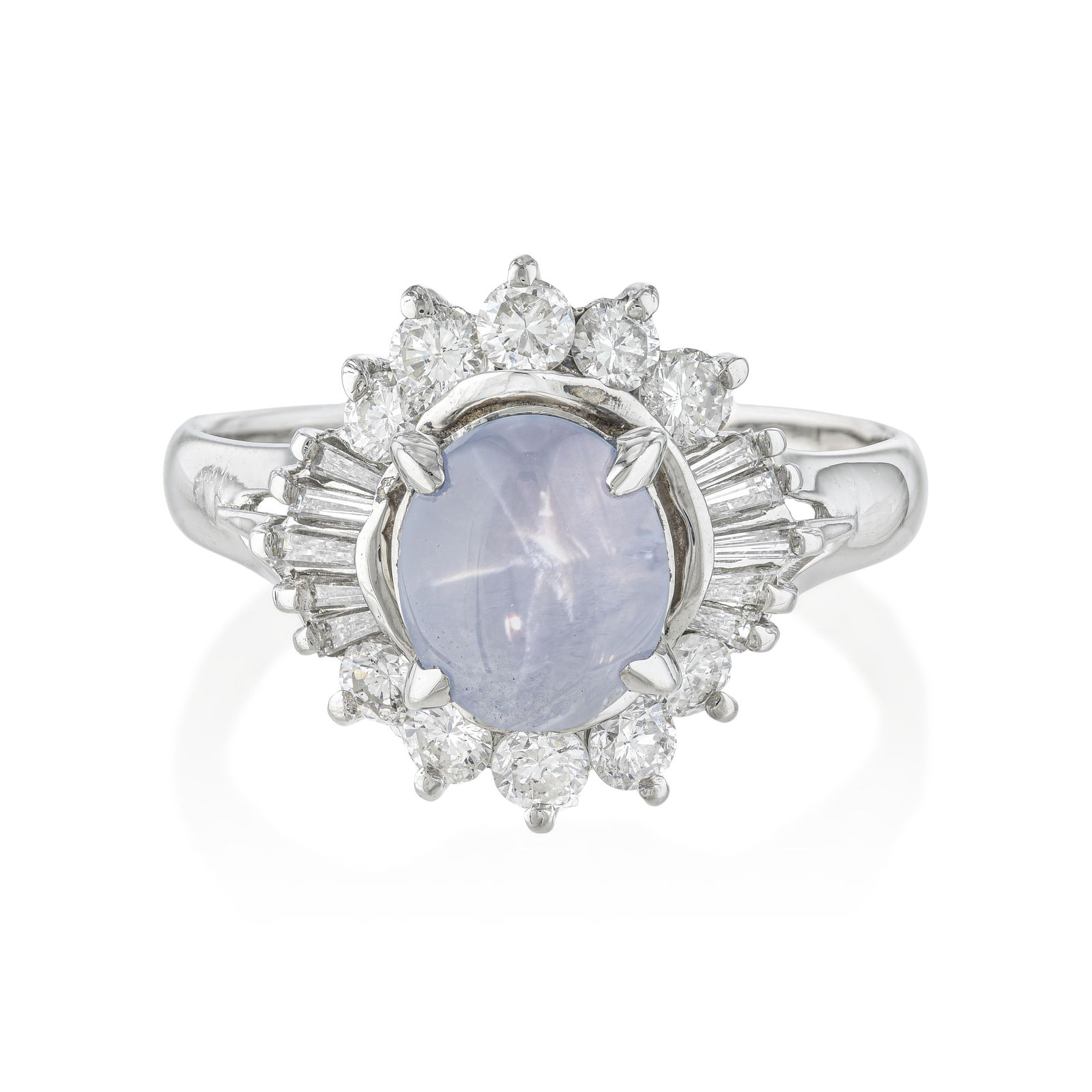 Star Sapphire and Diamond Ring: ESTIMATED RETAIL PRICE: $2,000* *This is the estimated value a piece of similar quality, craftsmanship, and characteristics could command at retail. The asterism in a star sapphire is one of