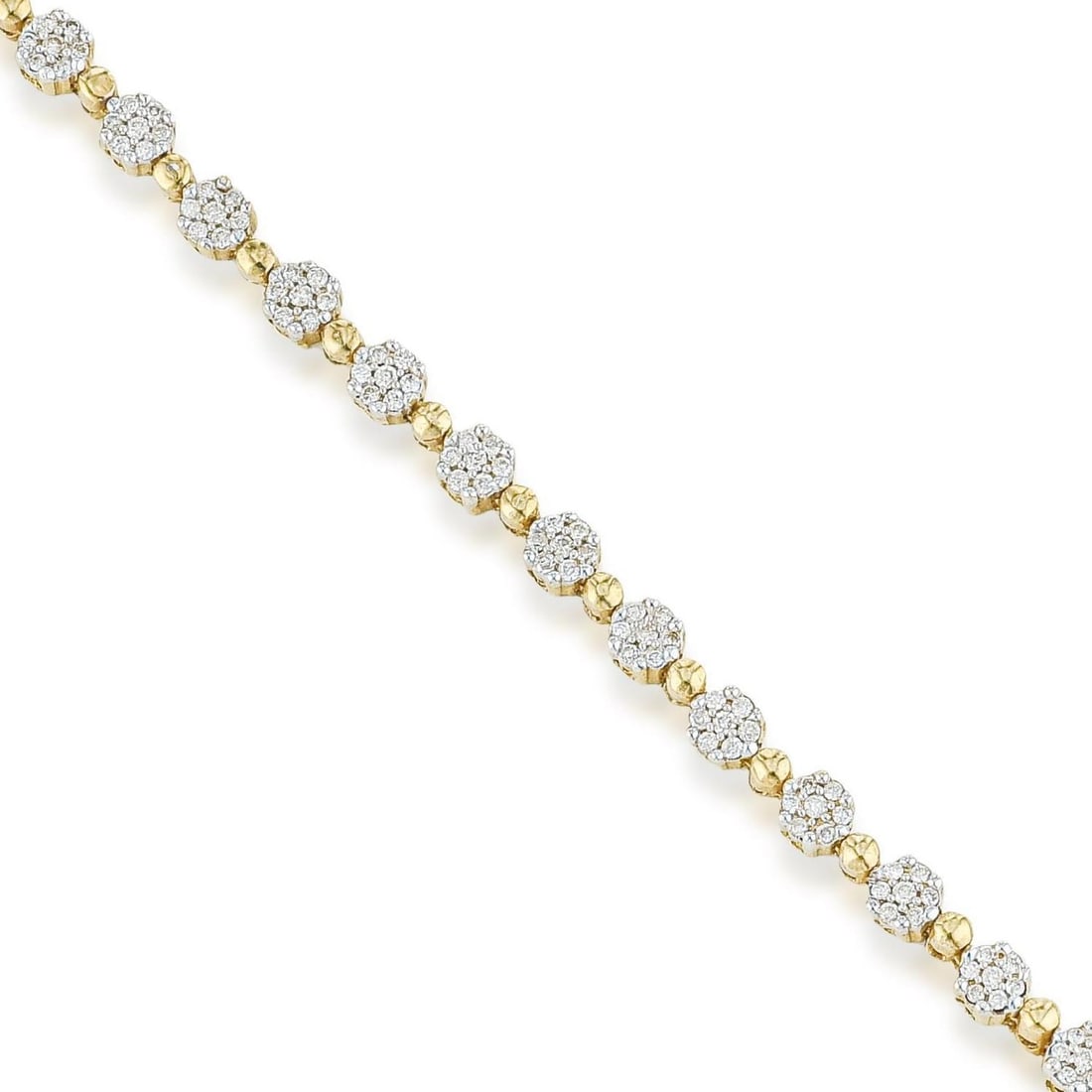 Diamond Cluster Bracelet: ESTIMATED RETAIL PRICE: $2,800* *This is the estimated value a piece of similar quality, craftsmanship, and characteristics could command at retail. A 14K yellow gold bracelet with approximately